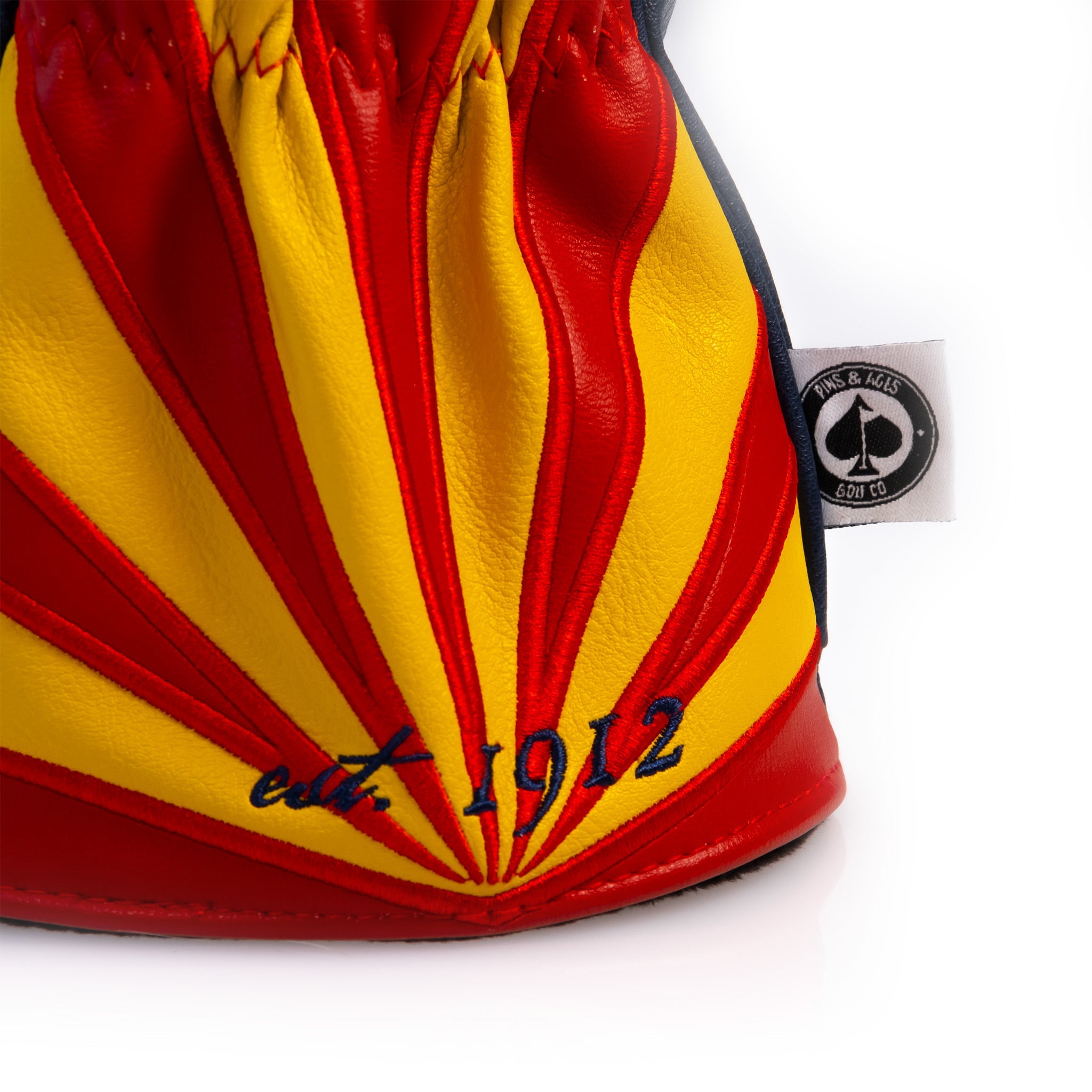 Bold Arizona State Tribute driver cover featuring vibrant red, yellow, and blue colors with "est. 1912" embroidery.