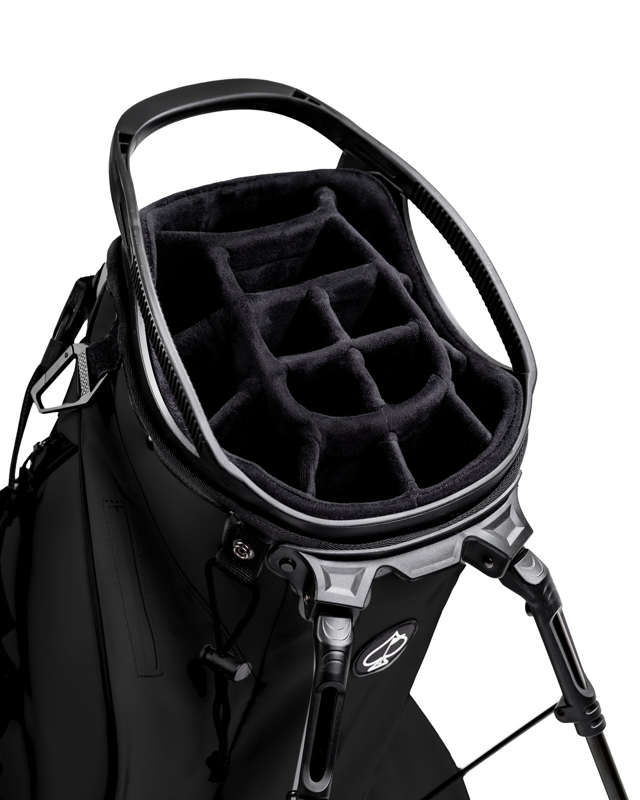 Player Preferred™ Golf Bag in Obsidian color, featuring a 14-slot top and multiple pockets for storage.