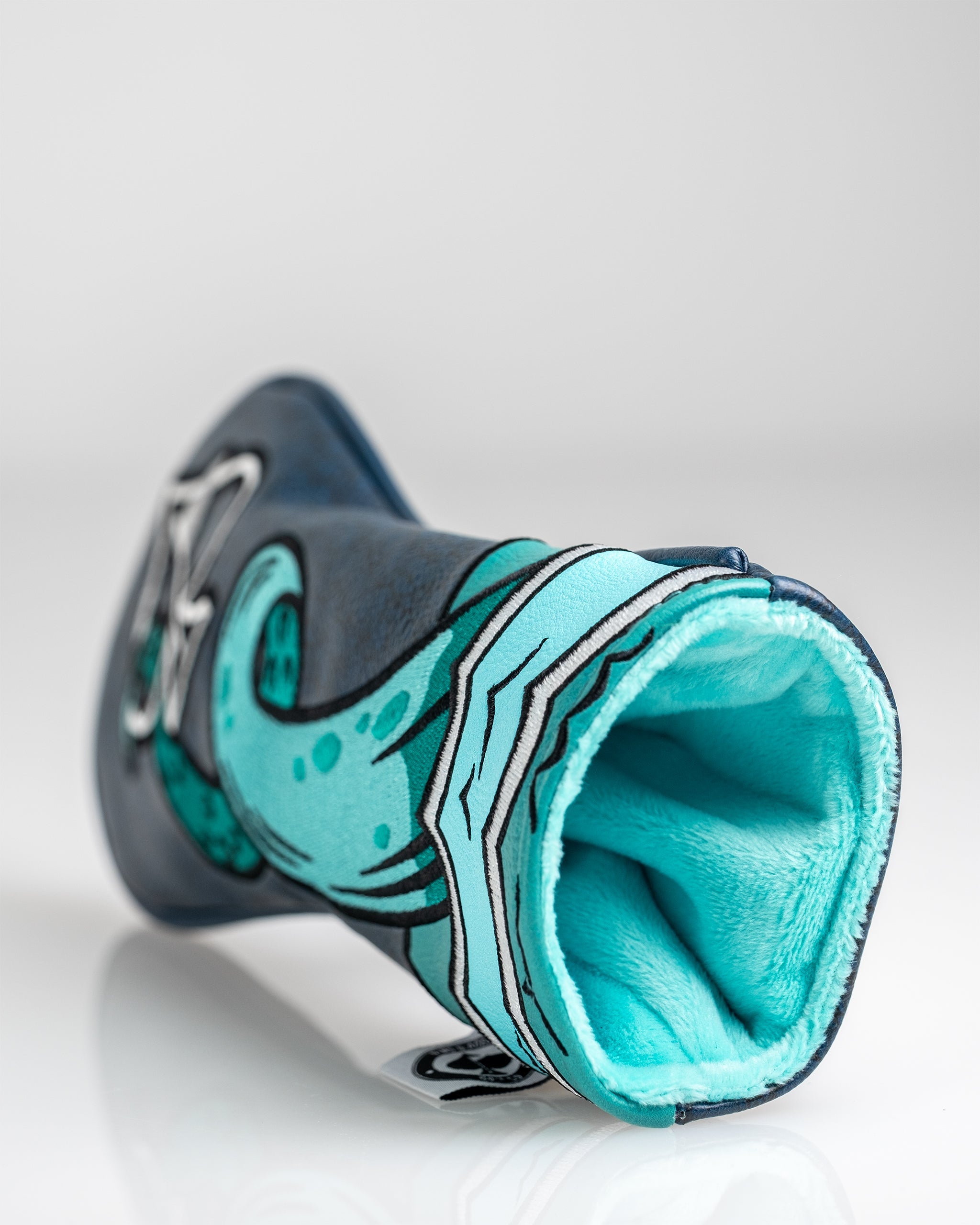 Bold Kraken hybrid golf cover featuring vibrant blue and teal design, perfect for adding personality to your golf bag.