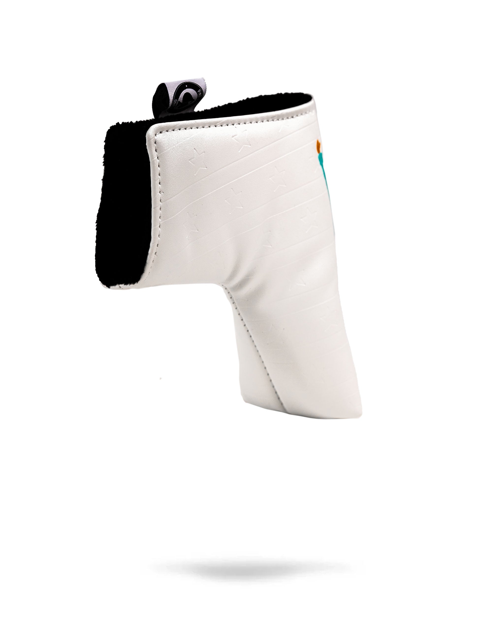 White blade putter cover featuring a sleek design with a soft interior lining for protection and style on the golf course.