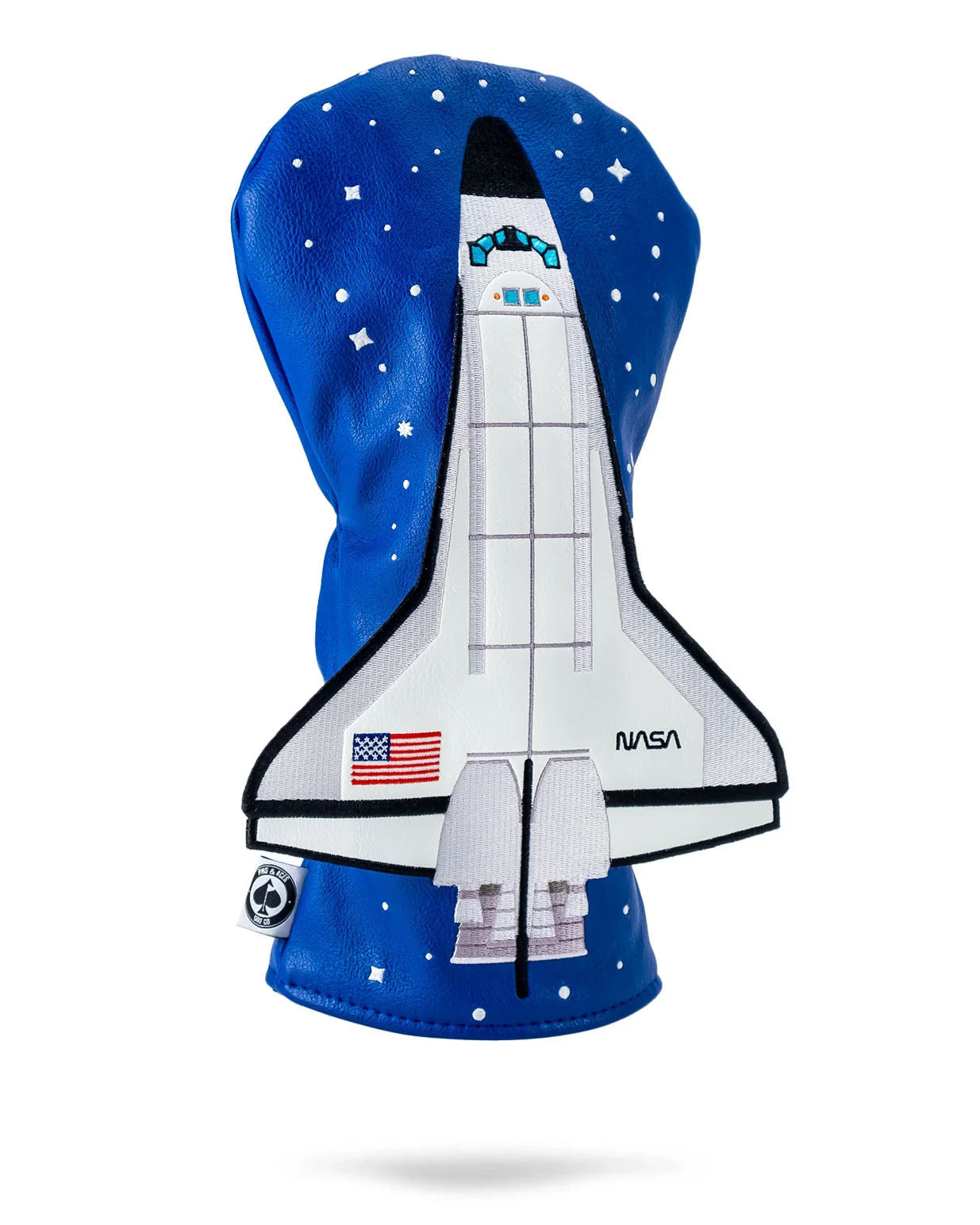 NASA Space Shuttle driver cover featuring a vibrant blue design with a detailed shuttle graphic and star accents.