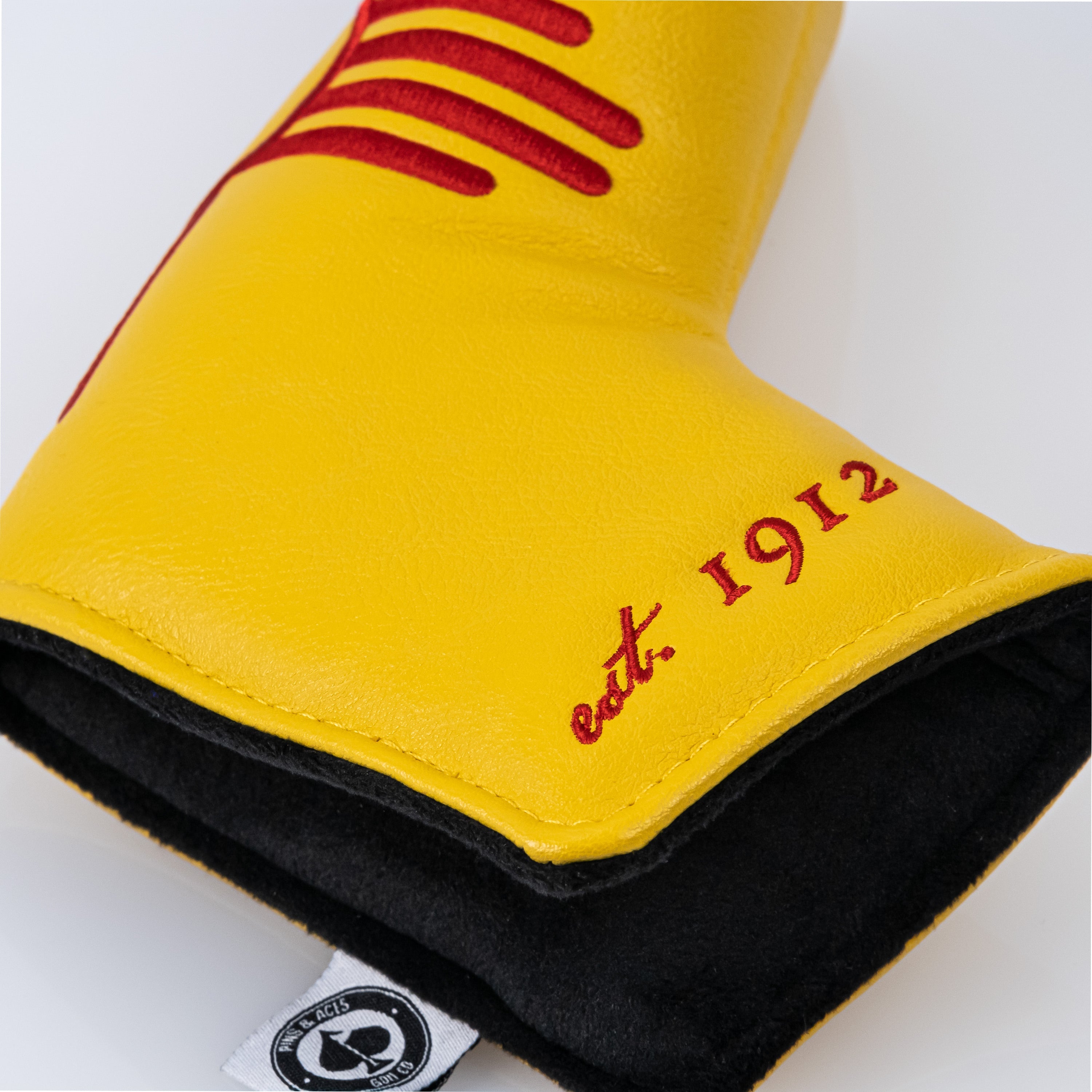 New Mexico State Flag blade putter cover in yellow with red design and established date 1912, perfect for bold golfers.