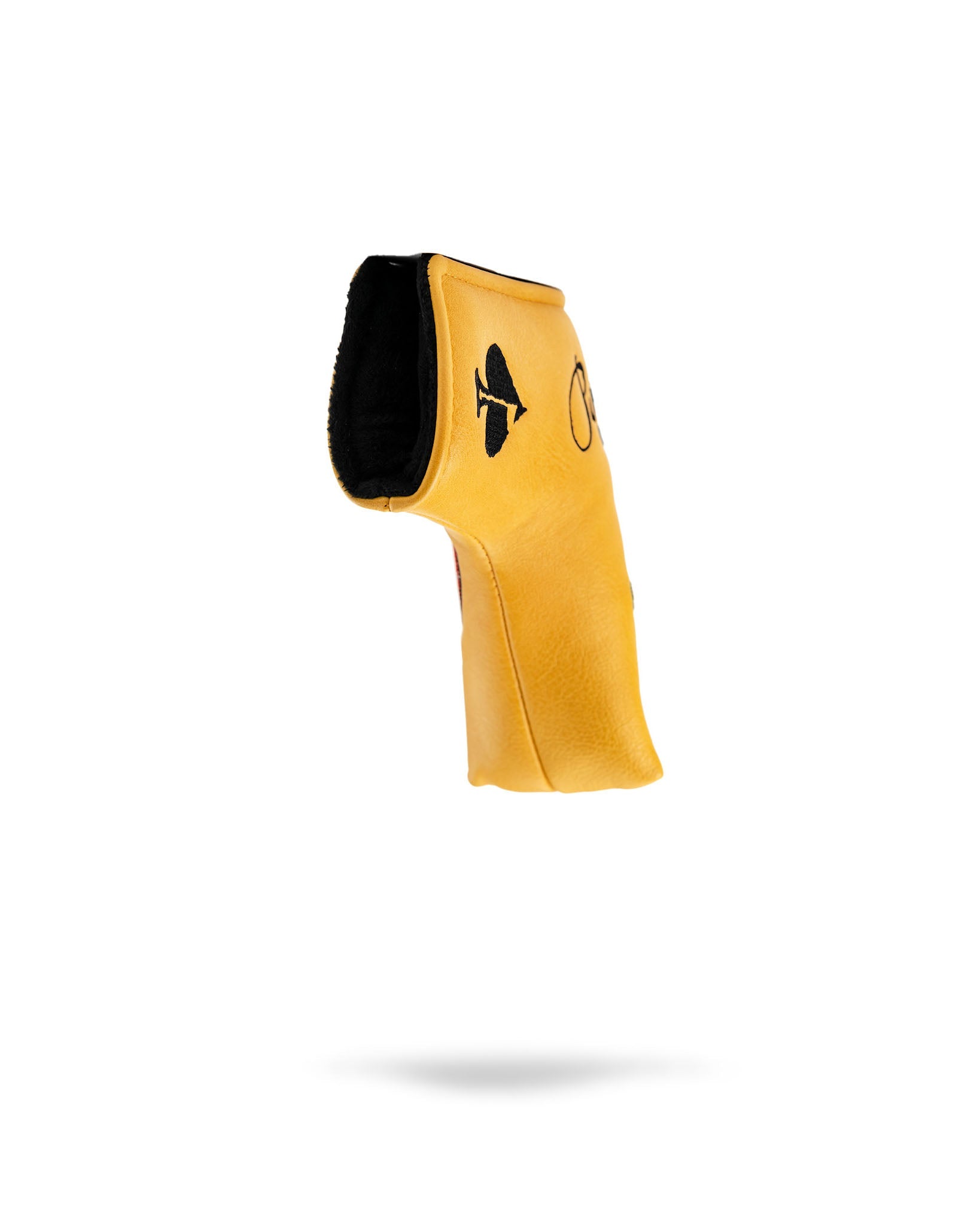 Bold yellow Patriot Blade Putter Cover featuring unique designs, perfect for golfers wanting to stand out on the course.