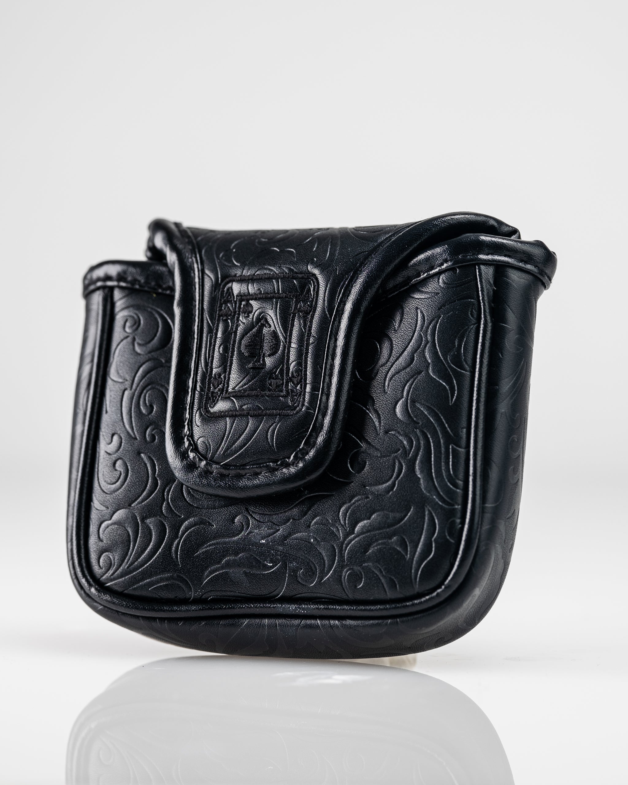 Blackout Ace of Spades mallet putter cover featuring an embossed design for stylish golf protection.