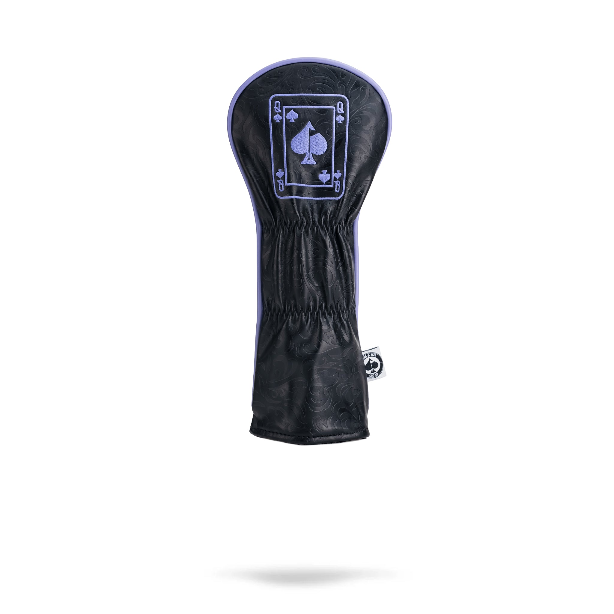 Bold black fairway cover featuring a Queen of Spades design, perfect for golfers looking to stand out on the course.