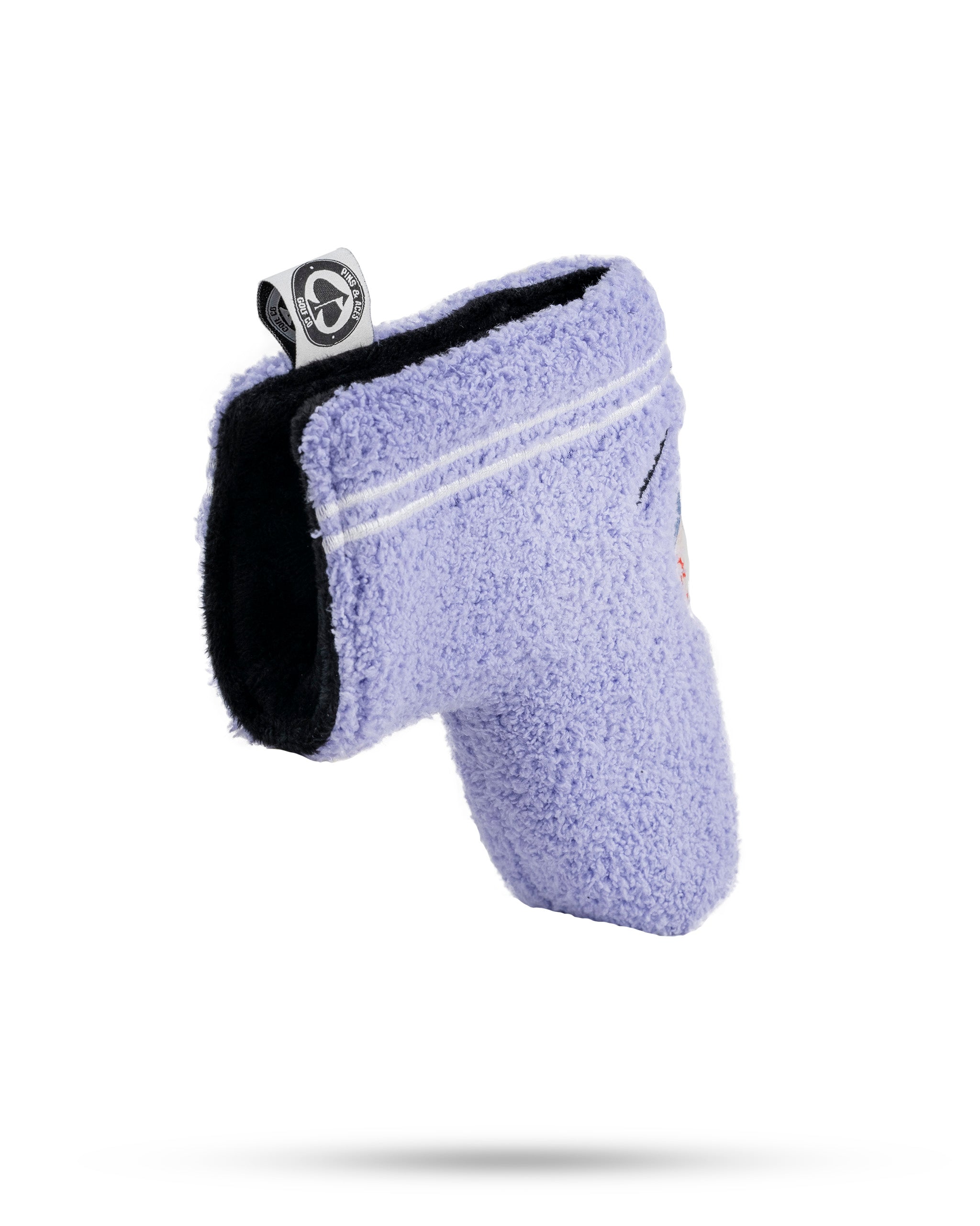South Park Towelie blade putter cover in purple fleece, featuring a soft interior and a fun design for golfers.