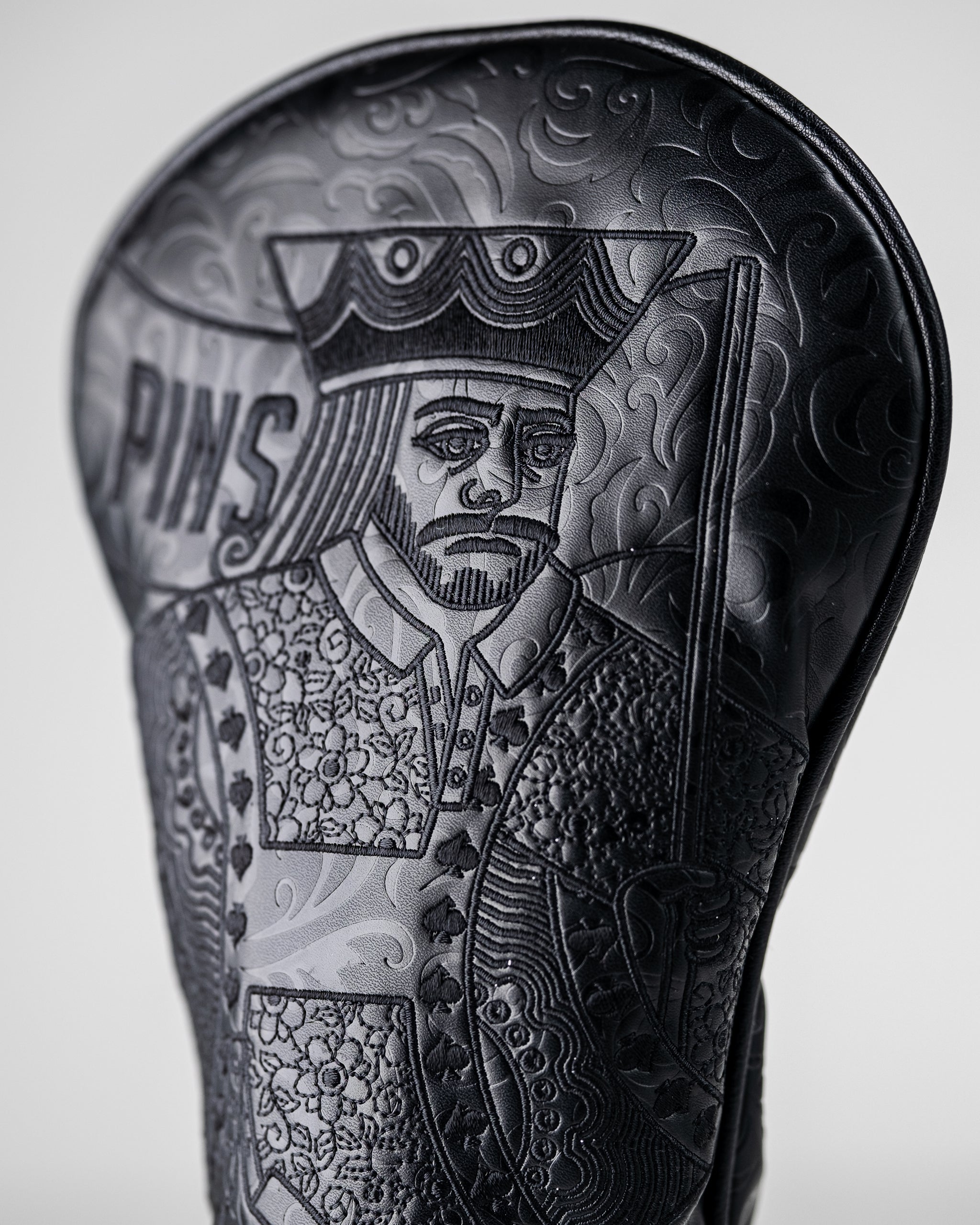 Blackout King of Spades driver cover featuring intricate embossed design and bold detailing for standout style on the golf course.