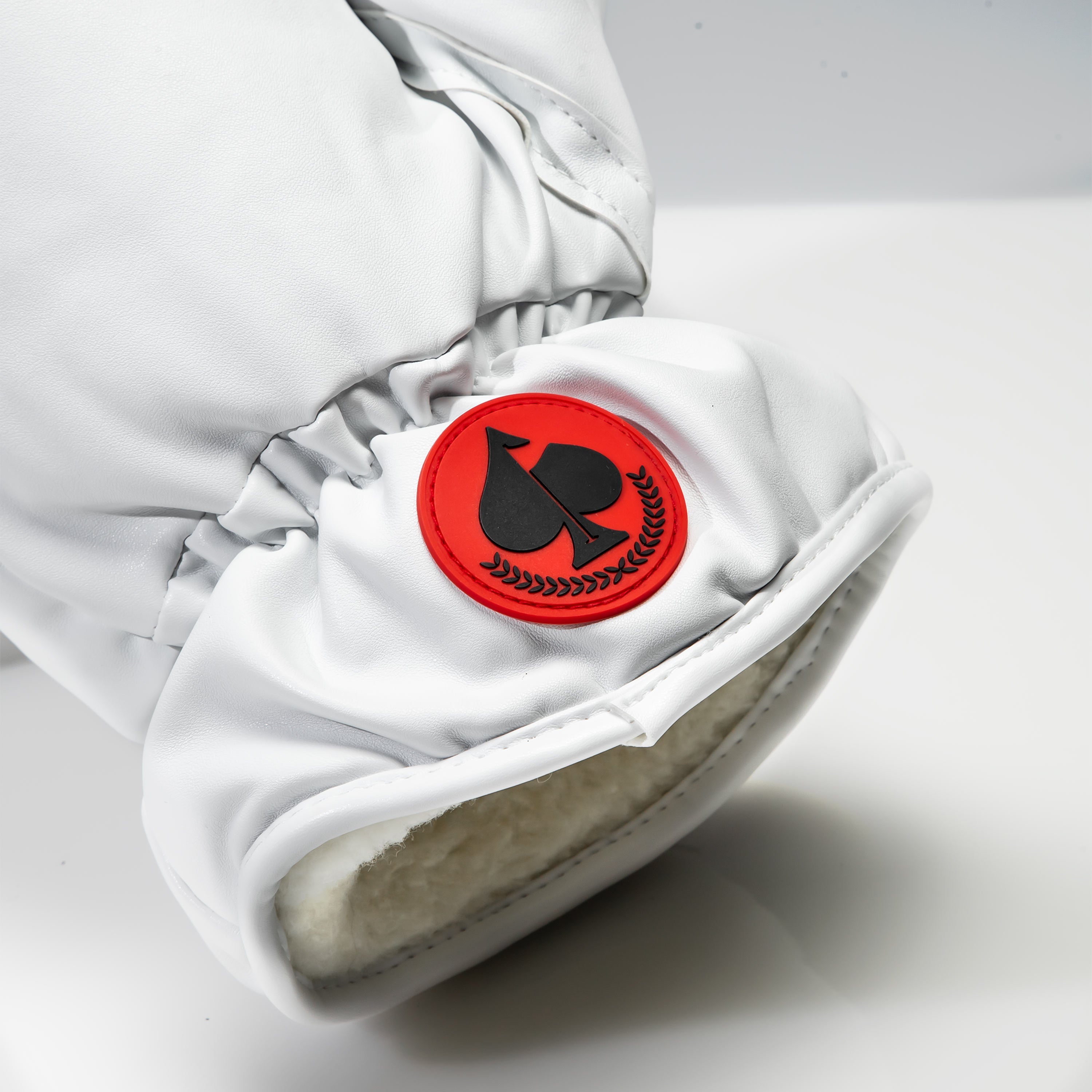 White boxing glove fairway cover designed for golf clubs, featuring a sleek, sporty appearance.