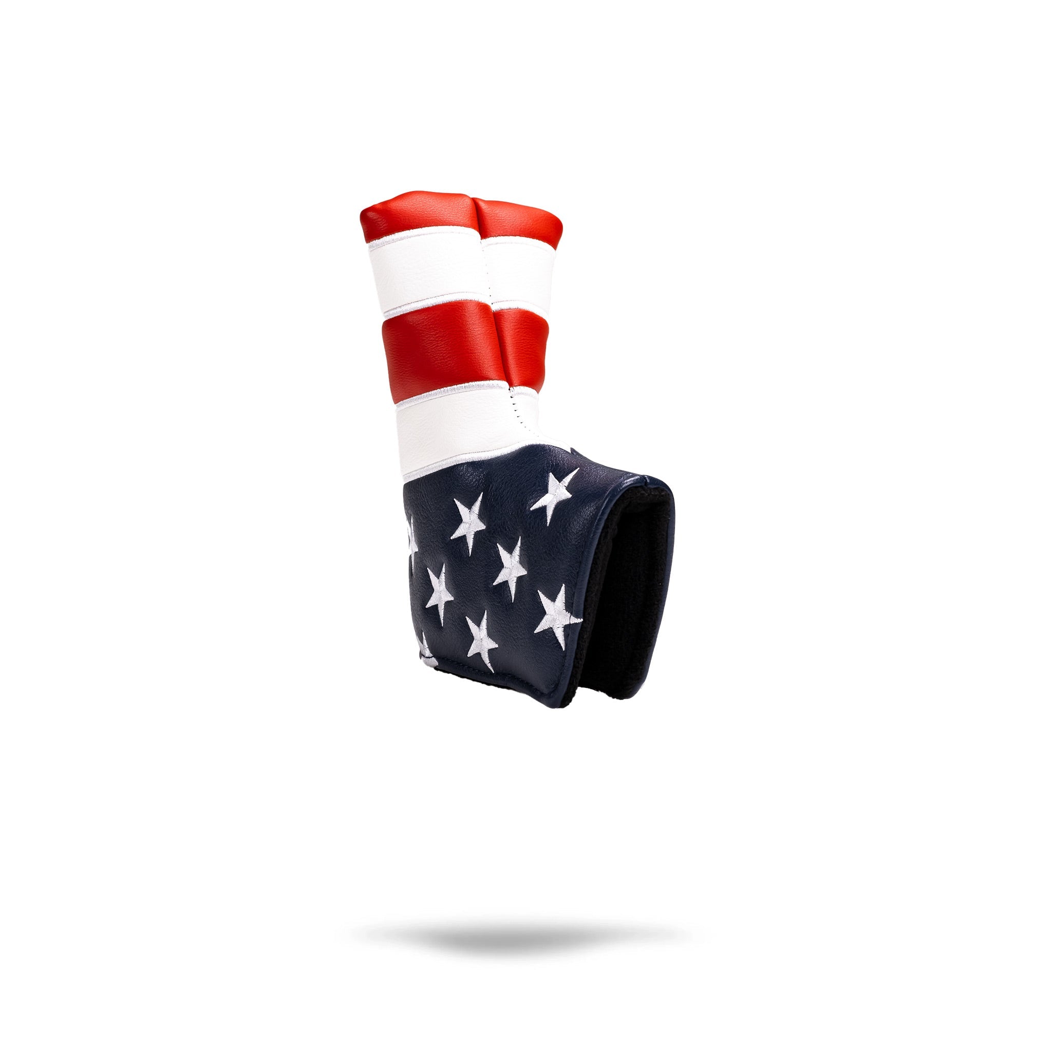USA Tribute Putter Cover featuring red and white stripes with a blue star pattern, perfect for patriotic golfers.