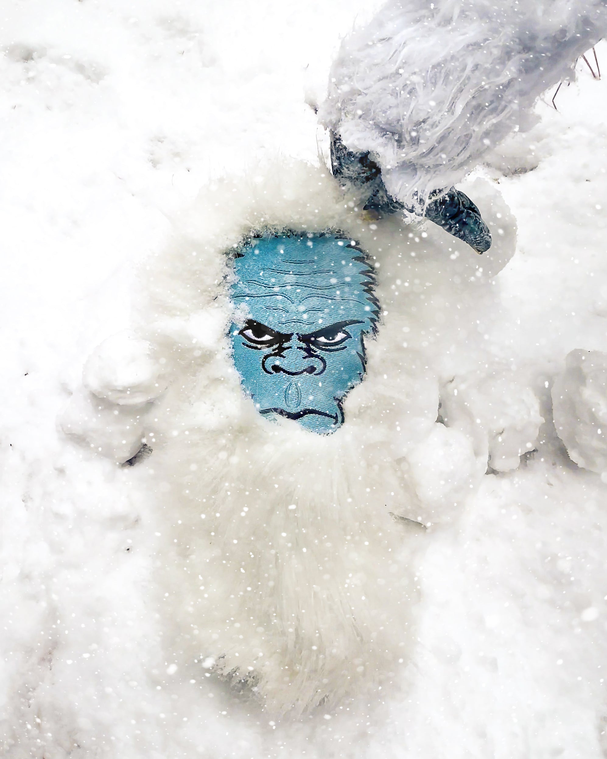Yeti driver cover featuring a fierce blue-faced yeti design with white fur, set against a snowy background.