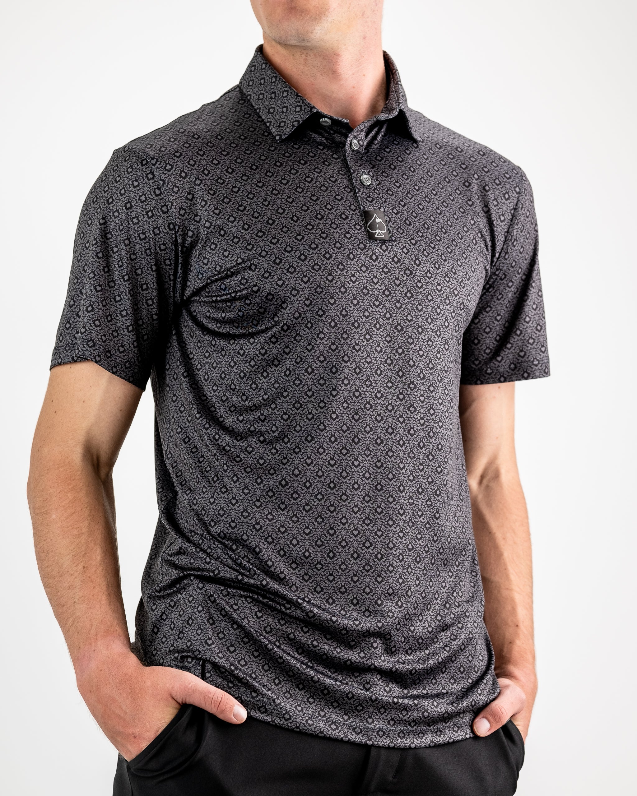 Model wearing a stylish big blind jacket in a spring setting, showcasing its design and fit.