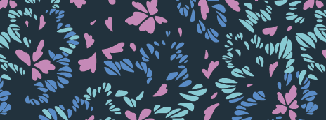 Youth Fluorescent Floral pattern featuring vibrant pink and blue flowers on a dark background, perfect for bold golf apparel.