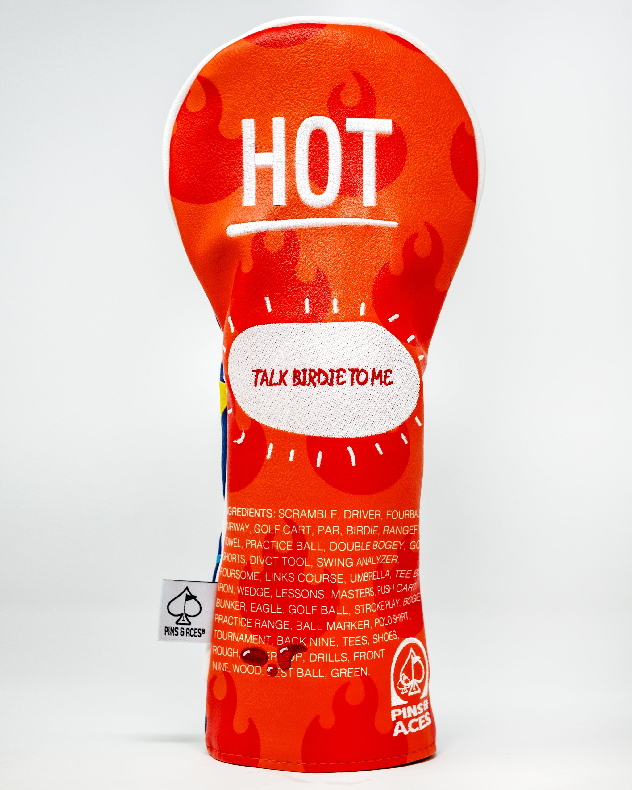 "Fairway golf club head cover featuring Taco Bell hot sauce design."