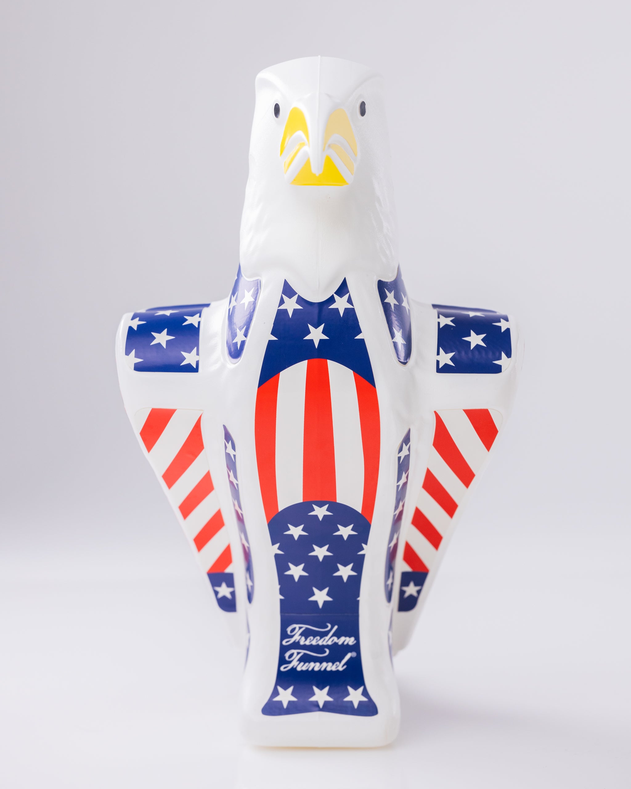 "Pins and Aces Freedom Funnel with sleek design and vibrant colors, featuring dual chambers for beer dispensing."