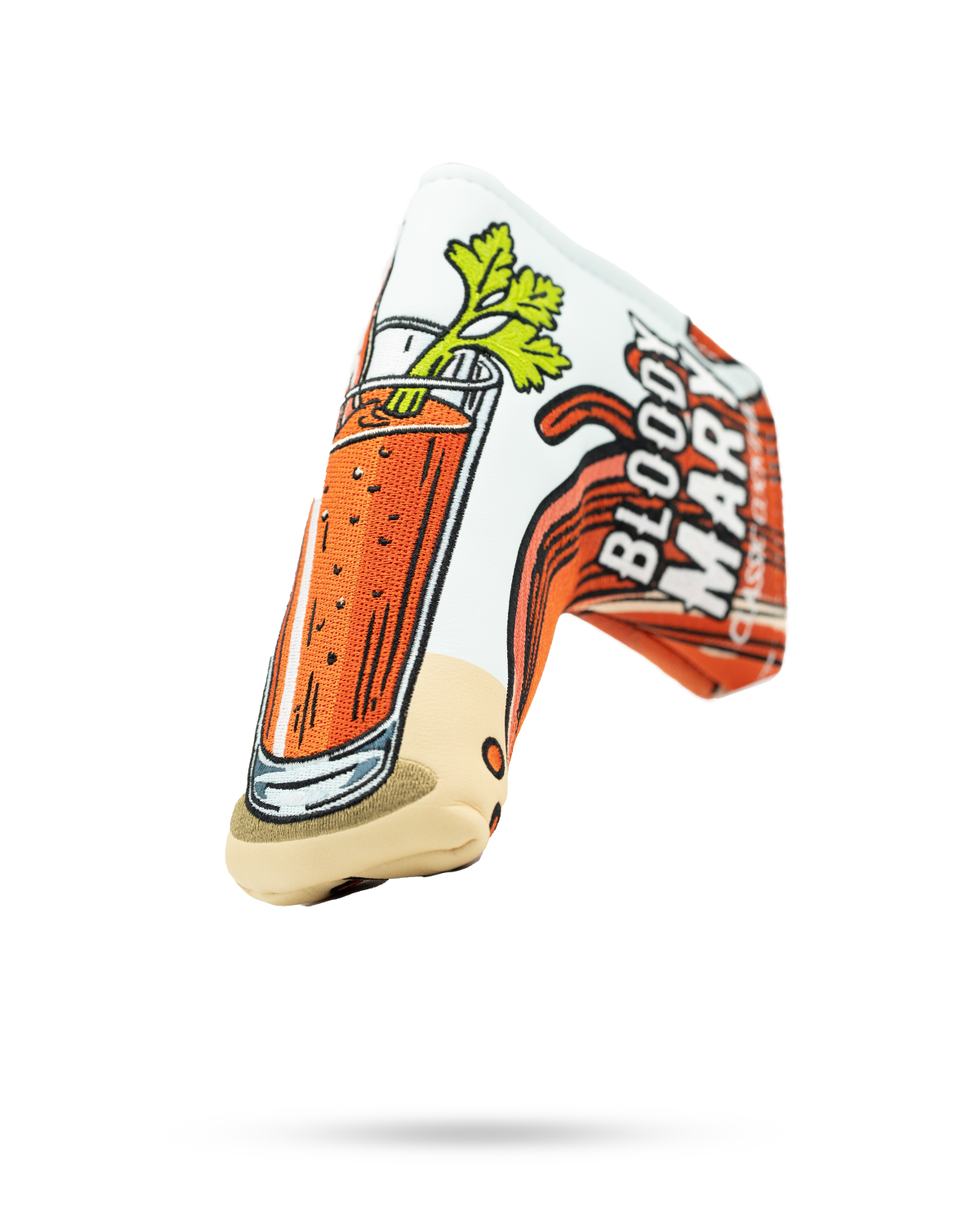 Bold Bloody Mary blade putter cover featuring a vibrant cocktail design with a glass and garnish, perfect for stylish golfers.