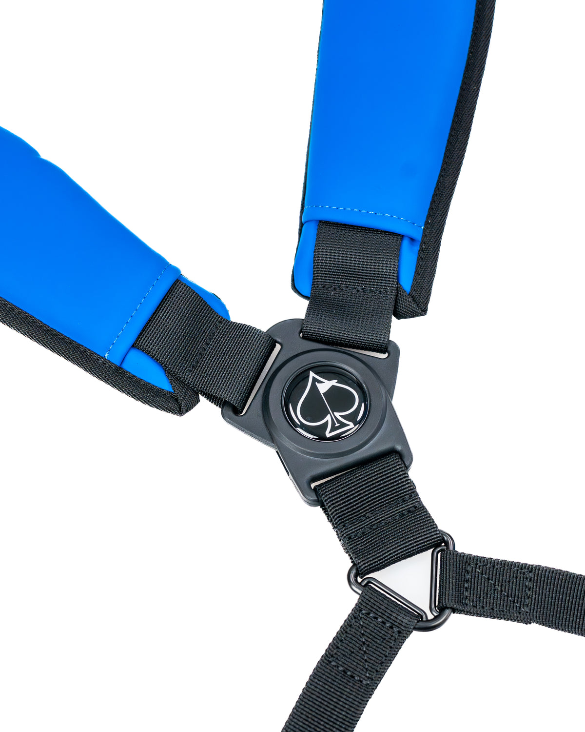 Close-up of the adjustable straps on the Player Preferred Golf Bag in Blue Raspberry, showcasing its durable design and comfort features.