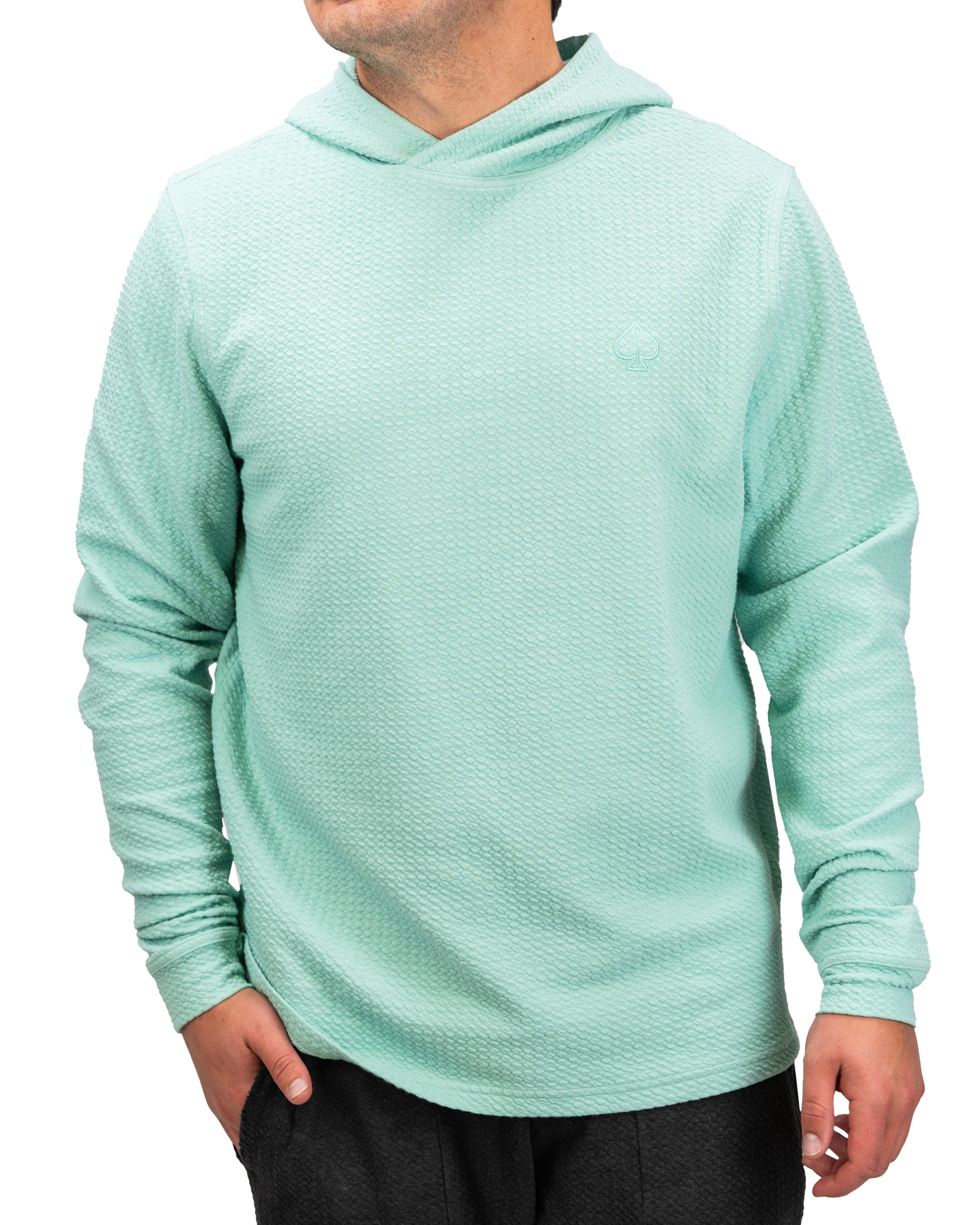Player Preferred™ Waffle Knit Hoodie in Bright Mint with a relaxed fit and textured fabric.
