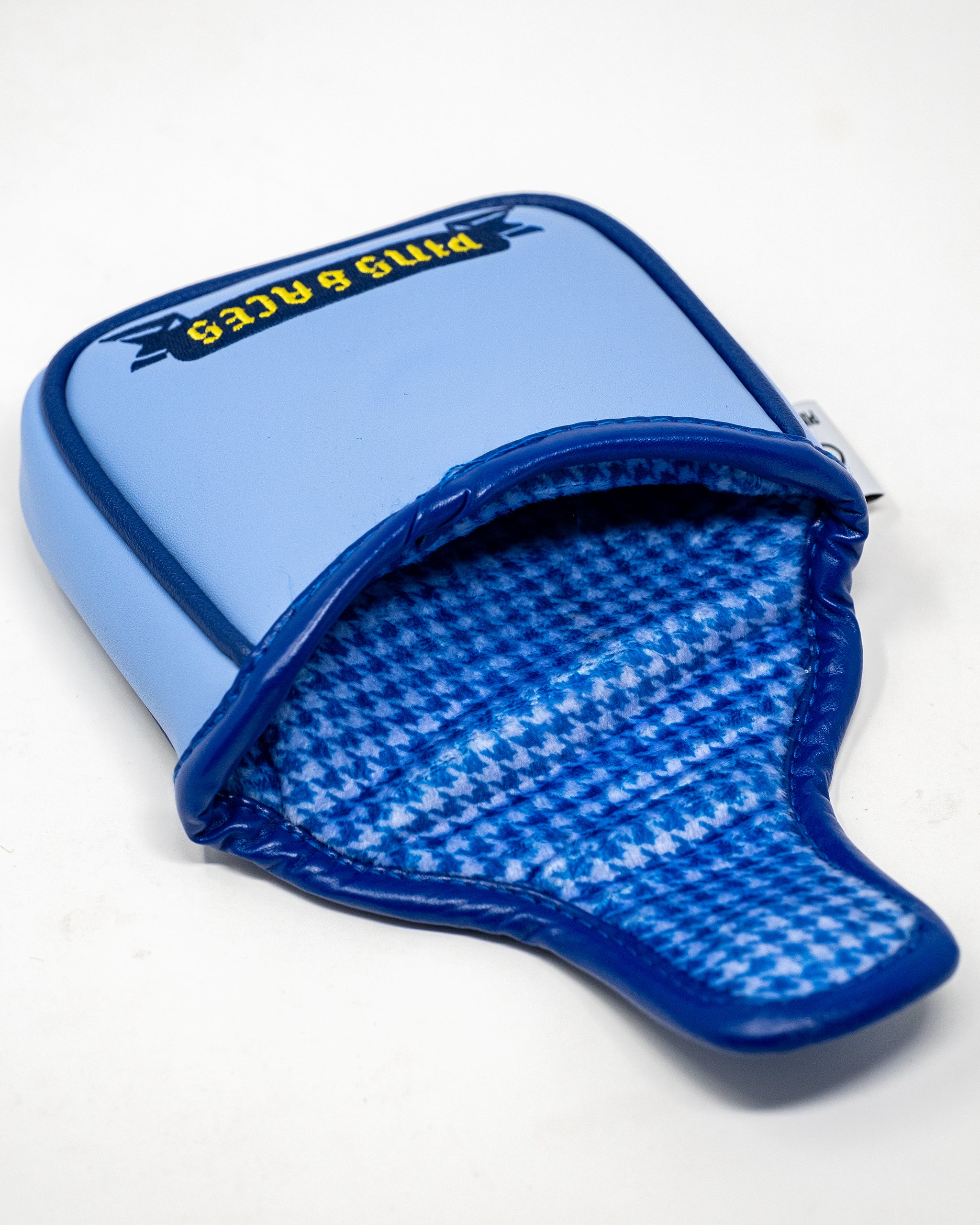 Coat of Arms mallet cover with a classic design, featuring intricate embroidery and a secure fit for golf putters.