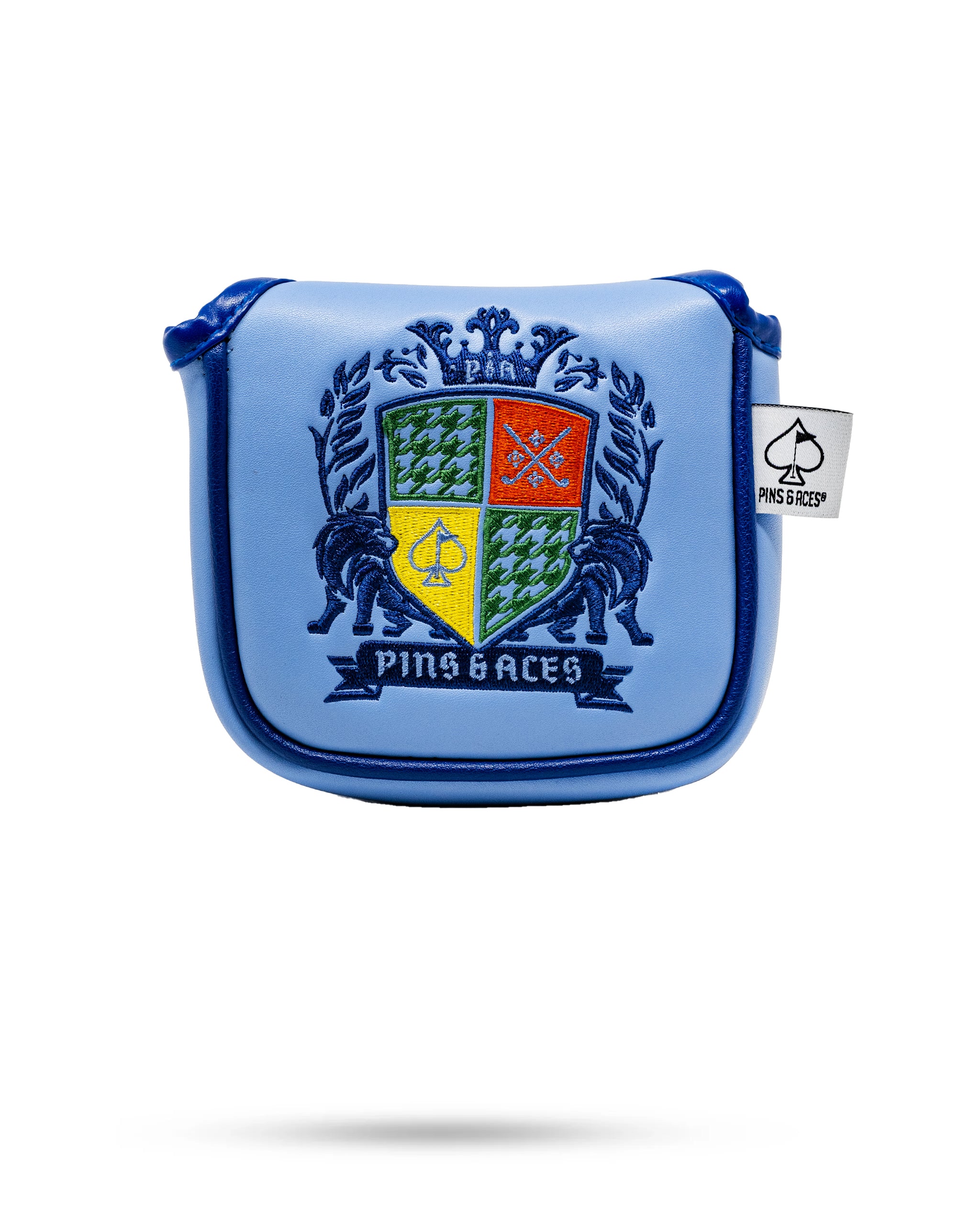 Alt text: "Coat of Arms mallet cover with a traditional design, featuring vibrant colors and intricate detailing."