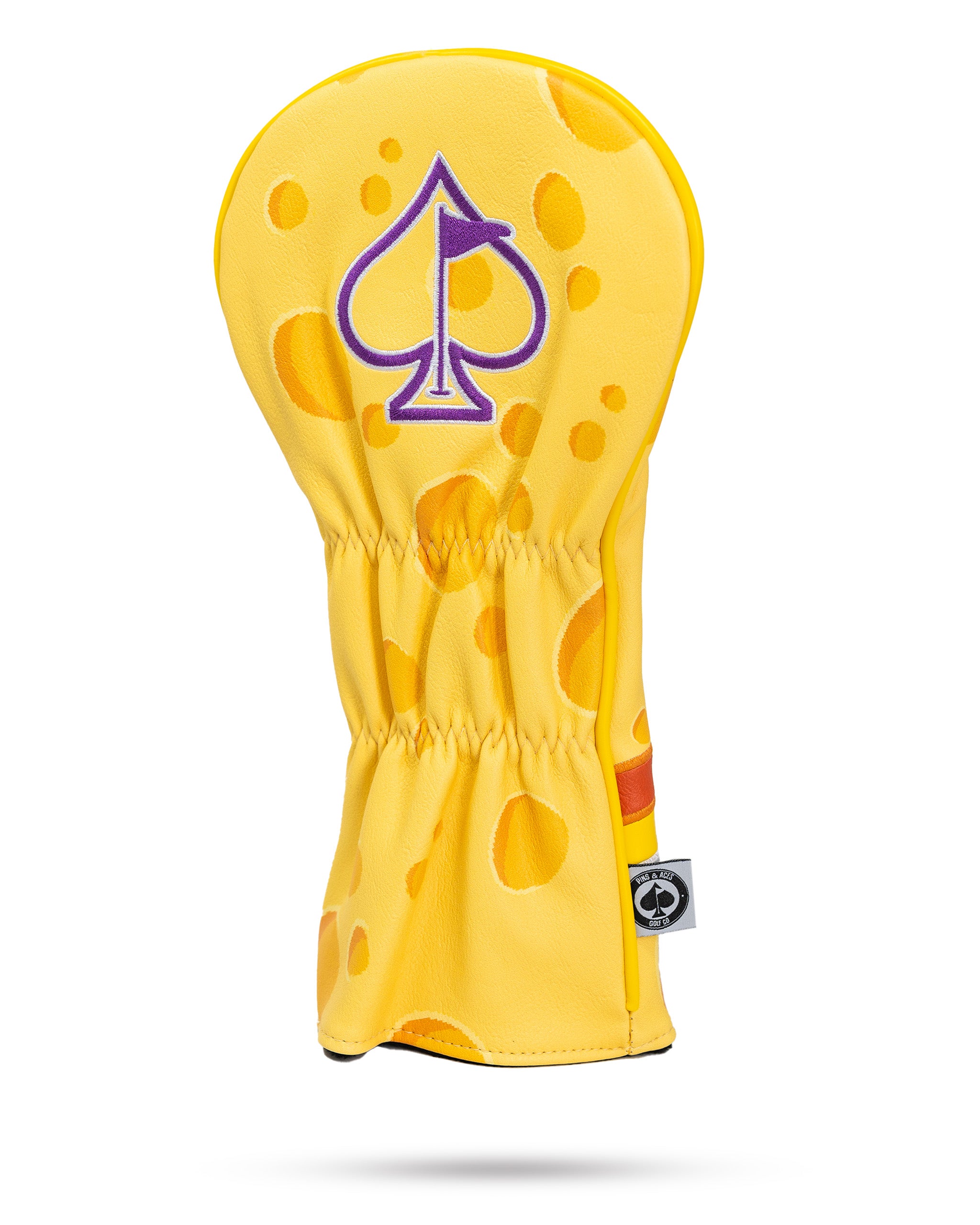 "Big Cheese Driver Cover featuring a playful cheese design, perfect for protecting golf club drivers."