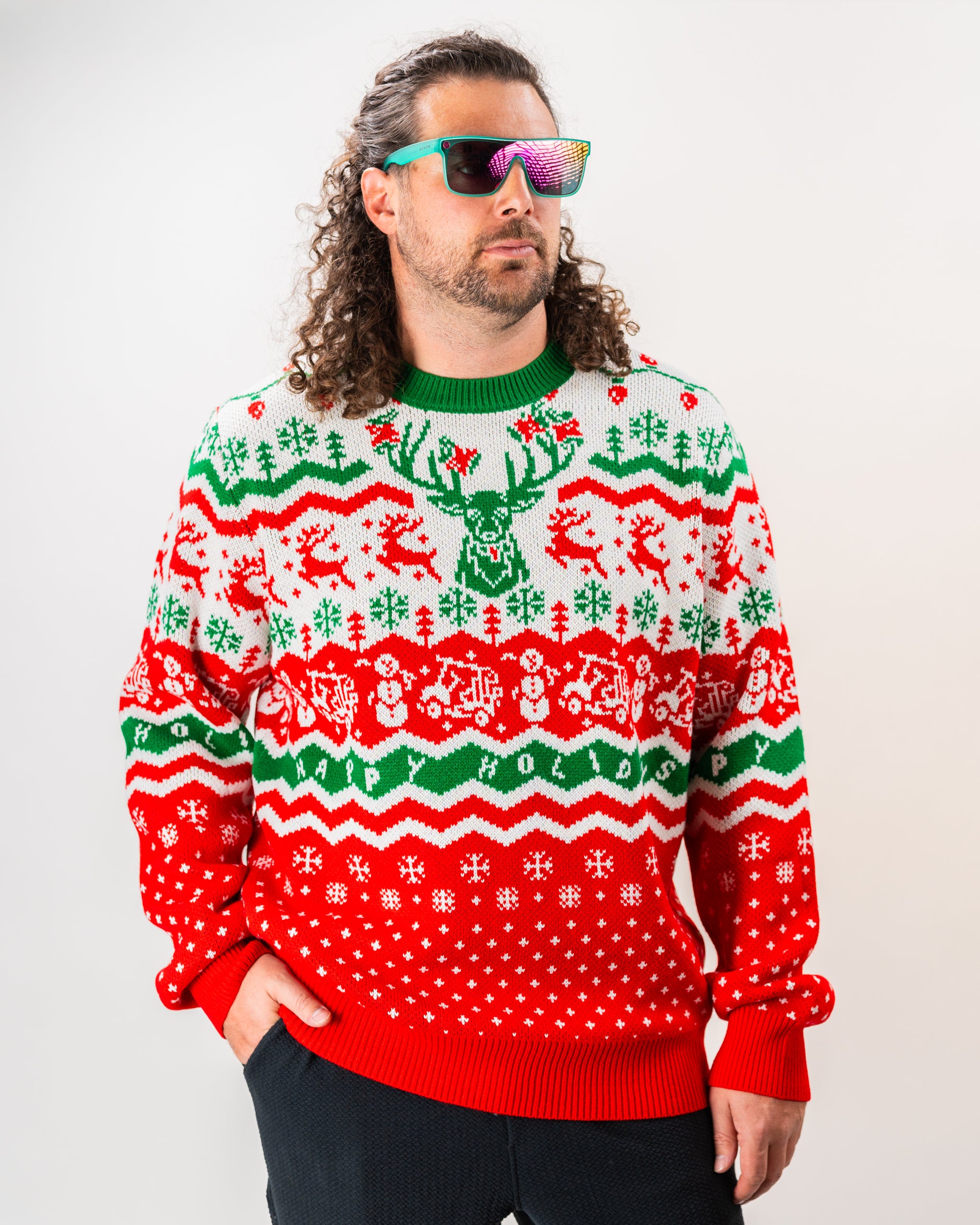 "Pins & Aces Ugly Sweater 2024 featuring festive holiday designs and vibrant colors."