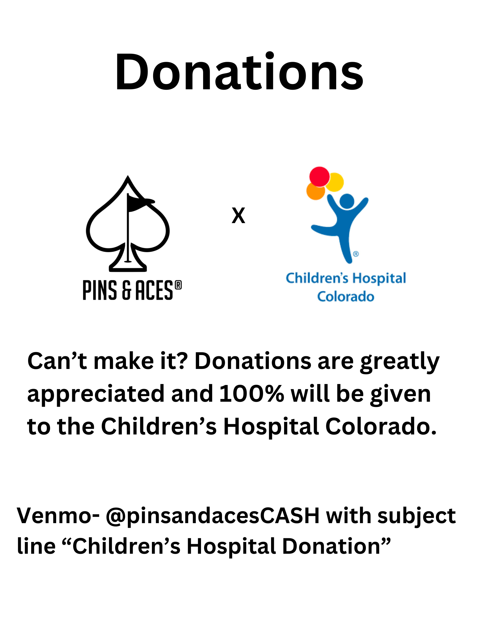 Promotional graphic for Pins and Aces x Children's Hospital NICU Golf Tournament, featuring event details for June 2nd.