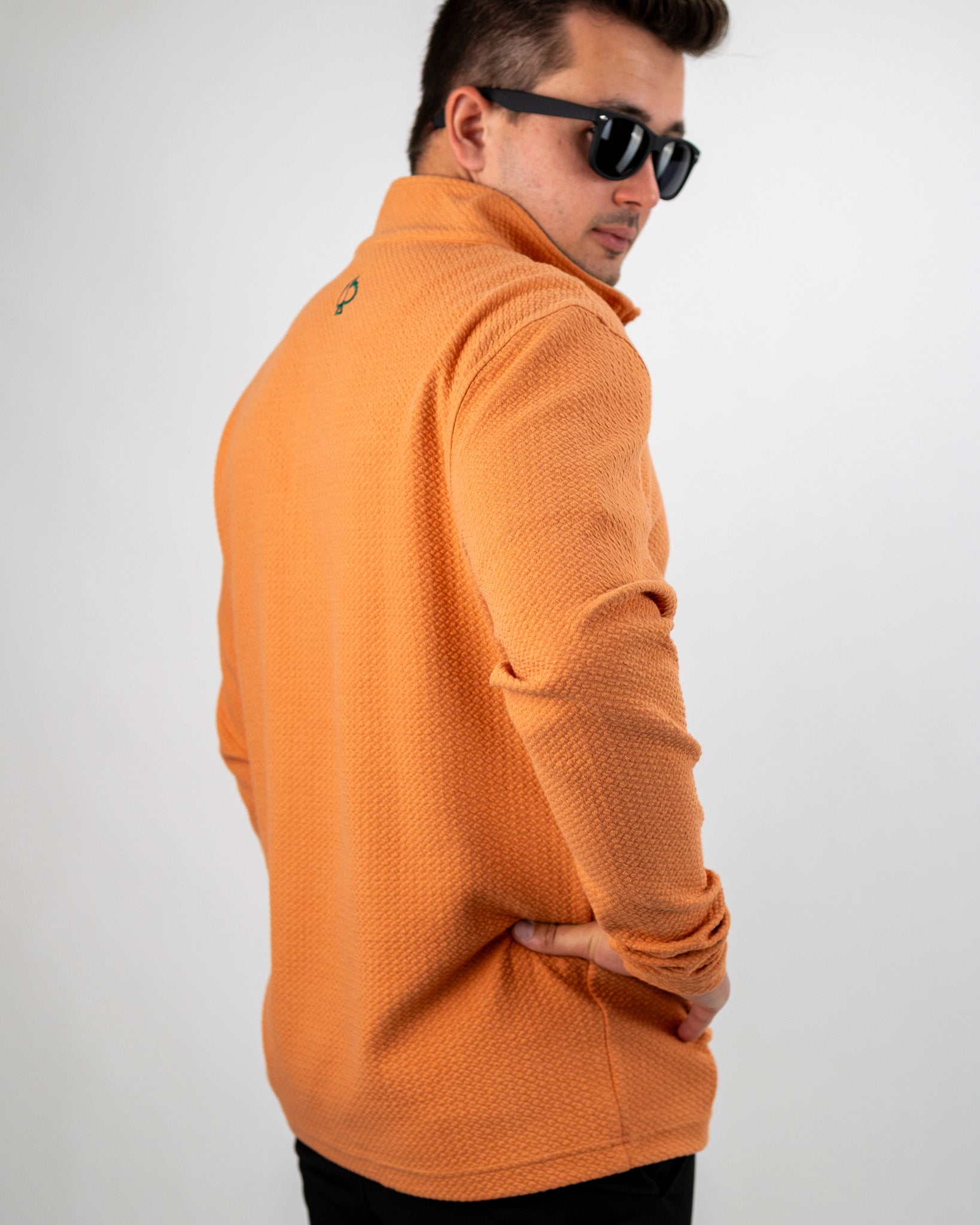 Player Preferred™ Waffle Knit Pullover in Pumpkin color, featuring a textured knit design and a relaxed fit.