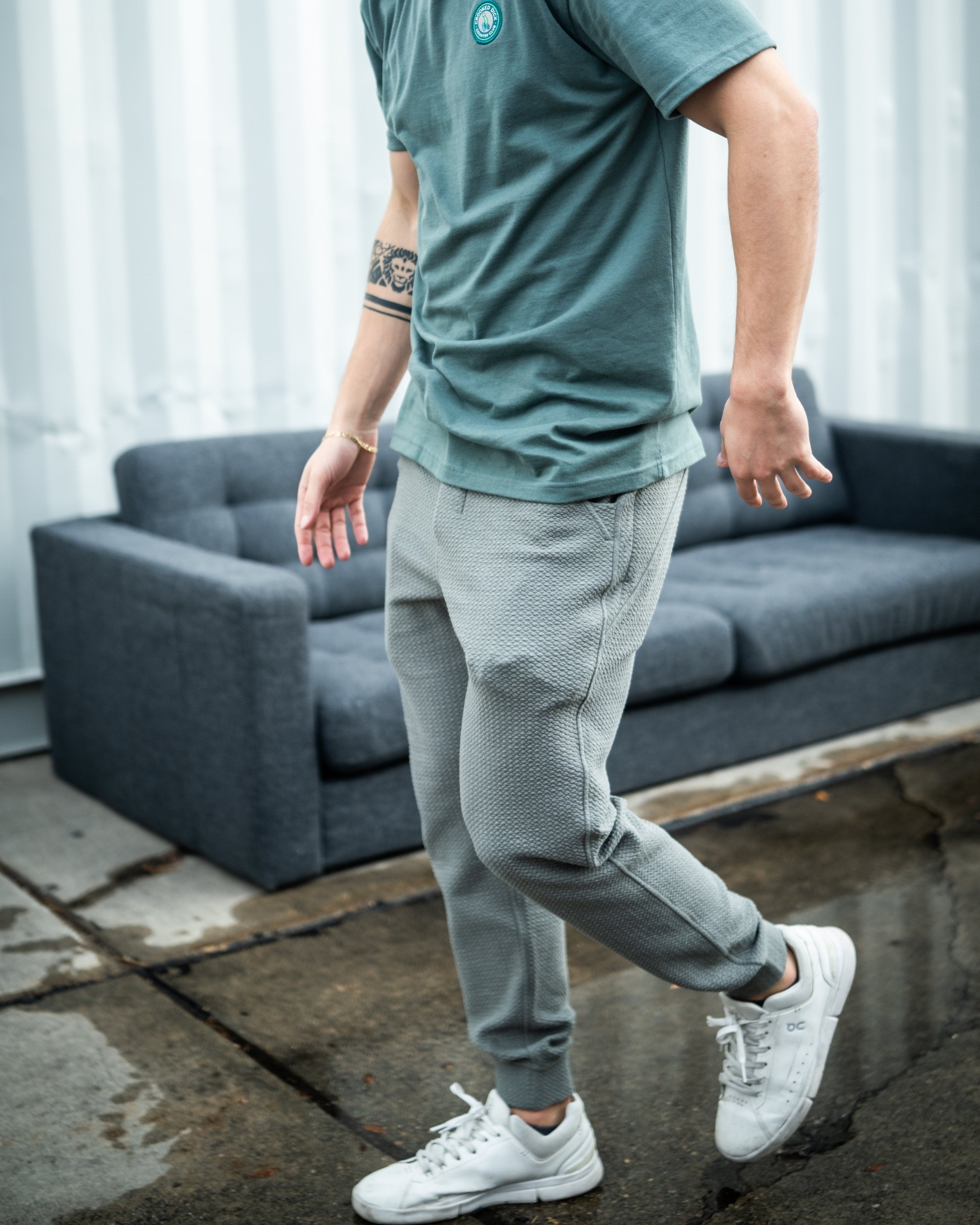 Player Preferred™ Waffleknit Jogger in Sage, featuring a comfortable fit and textured fabric.