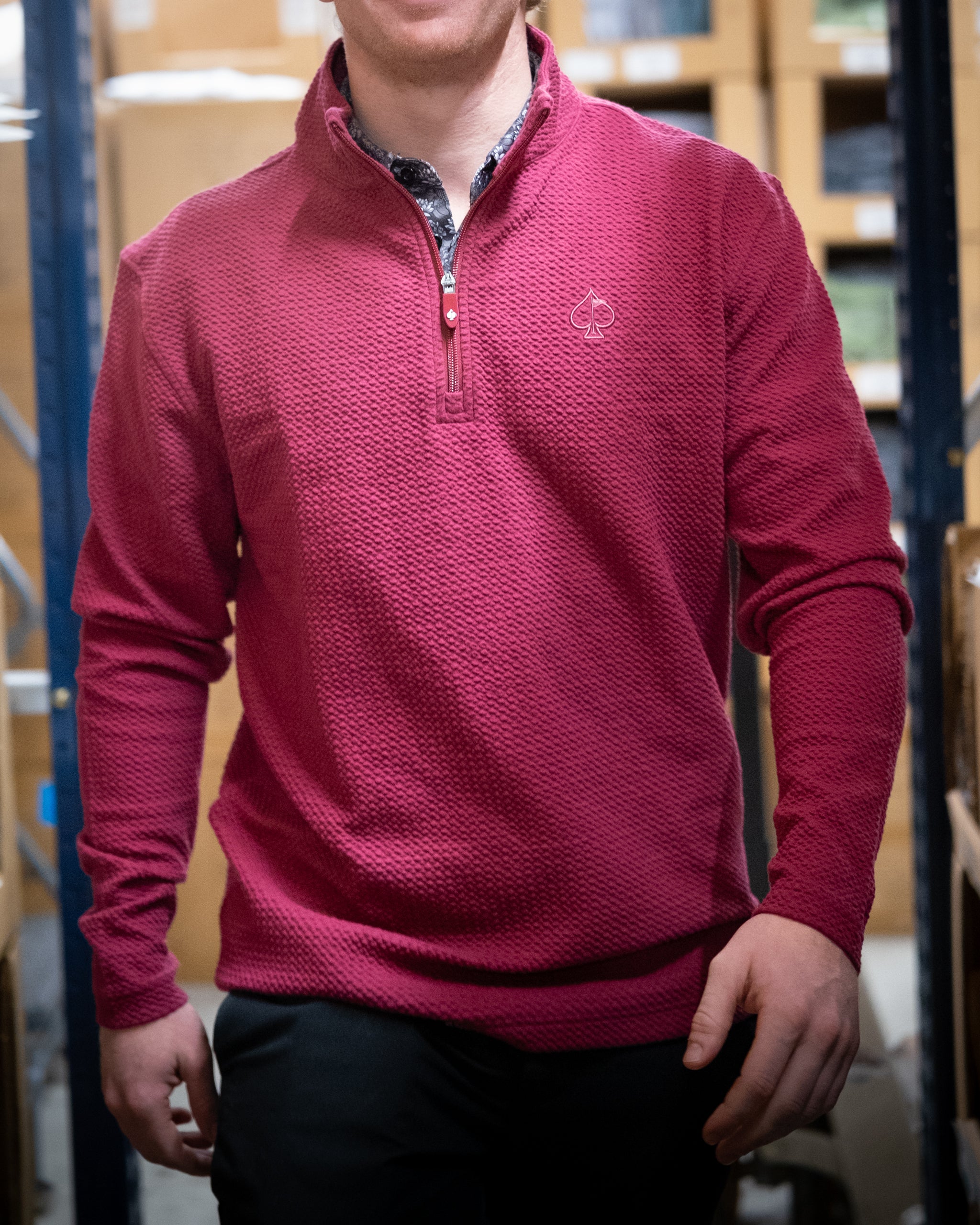 Player Preferred™ Waffle Knit Pullover in Merlot color, featuring a cozy texture and relaxed fit, displayed on a neutral background.