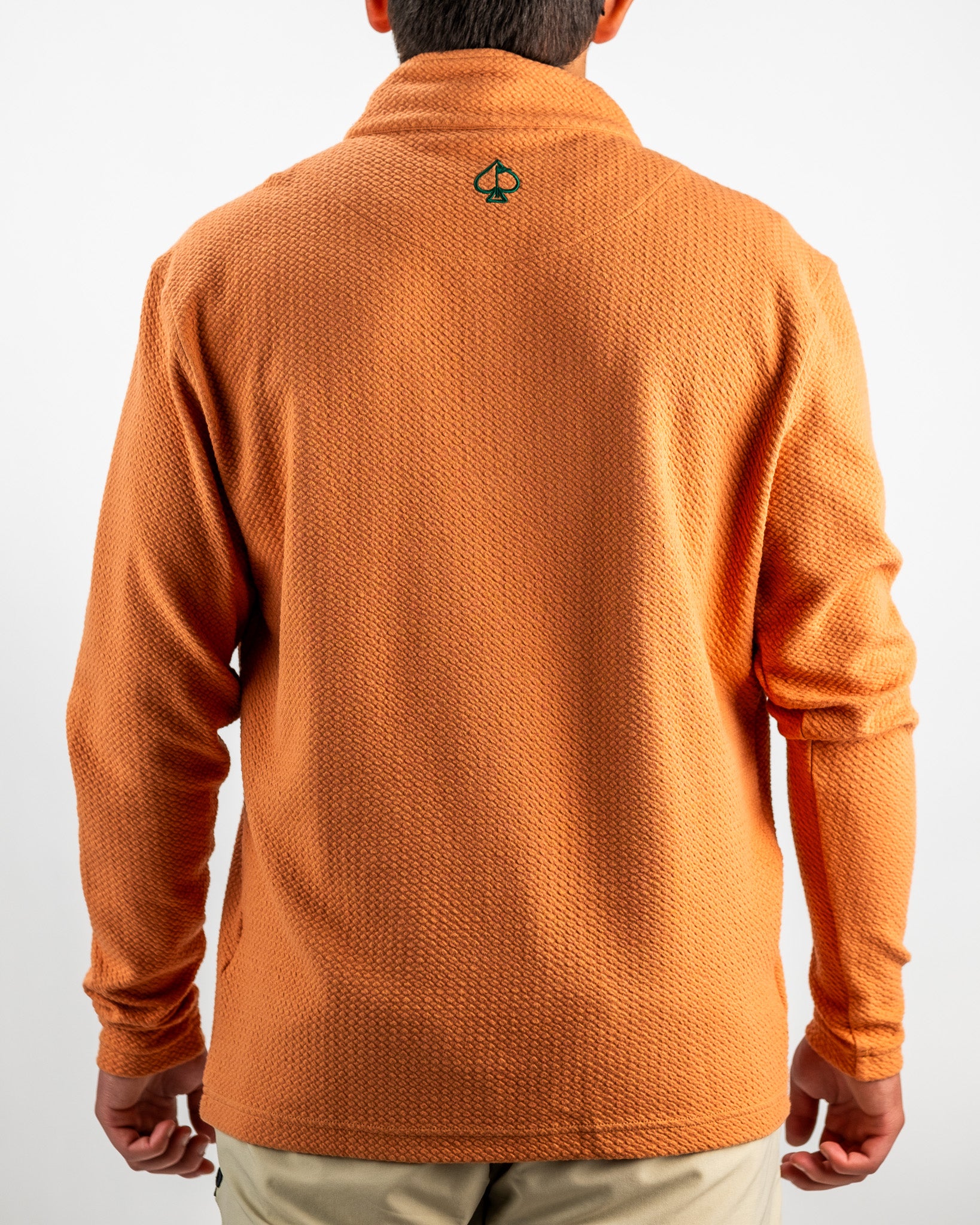 Player Preferred™ Waffle Knit Pullover in Pumpkin color, featuring a textured knit pattern and a casual design, displayed on a neutral background.