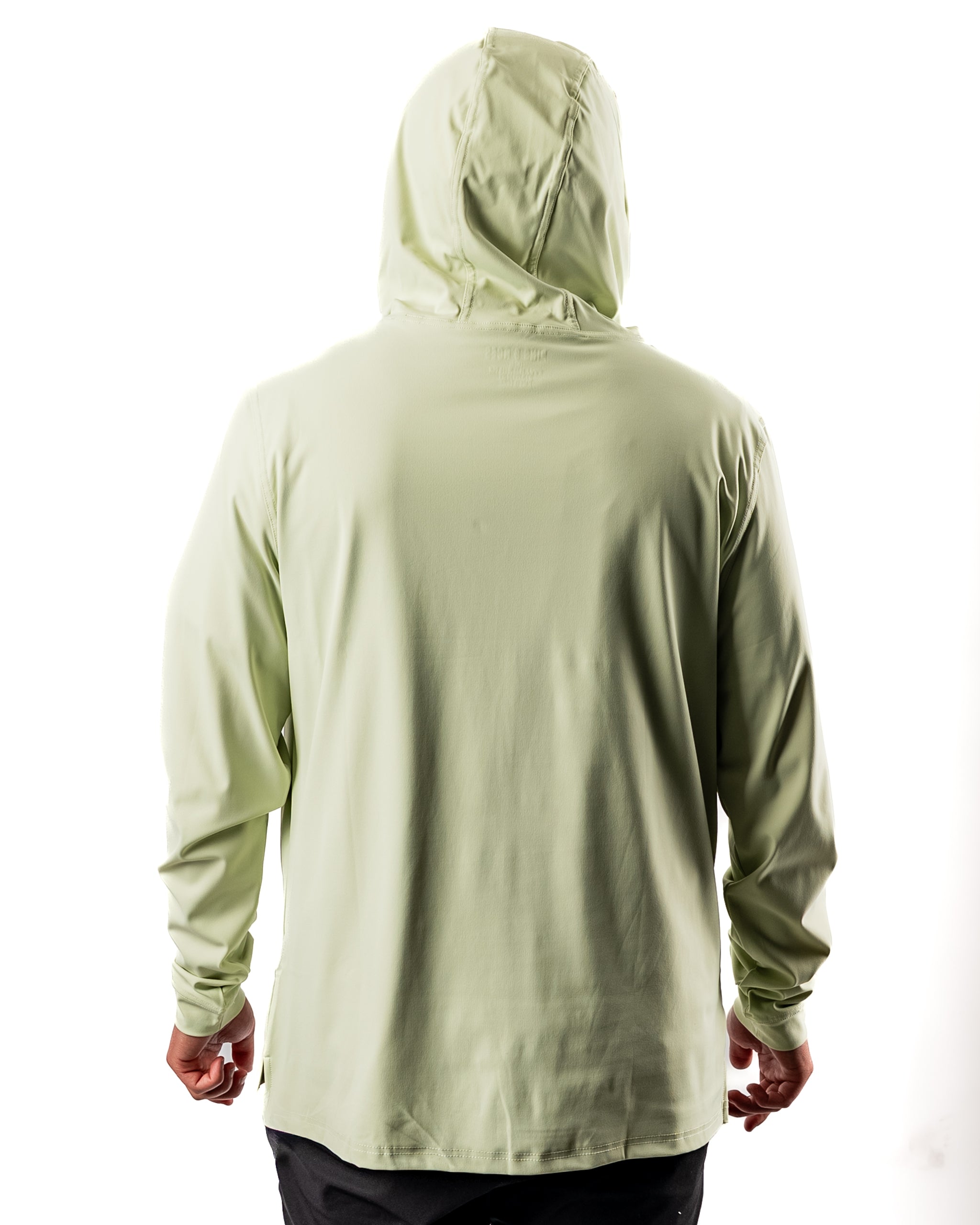 Men's performance golf hoodie in desert sage, featuring a lightweight design and a comfortable fit for on-course style.