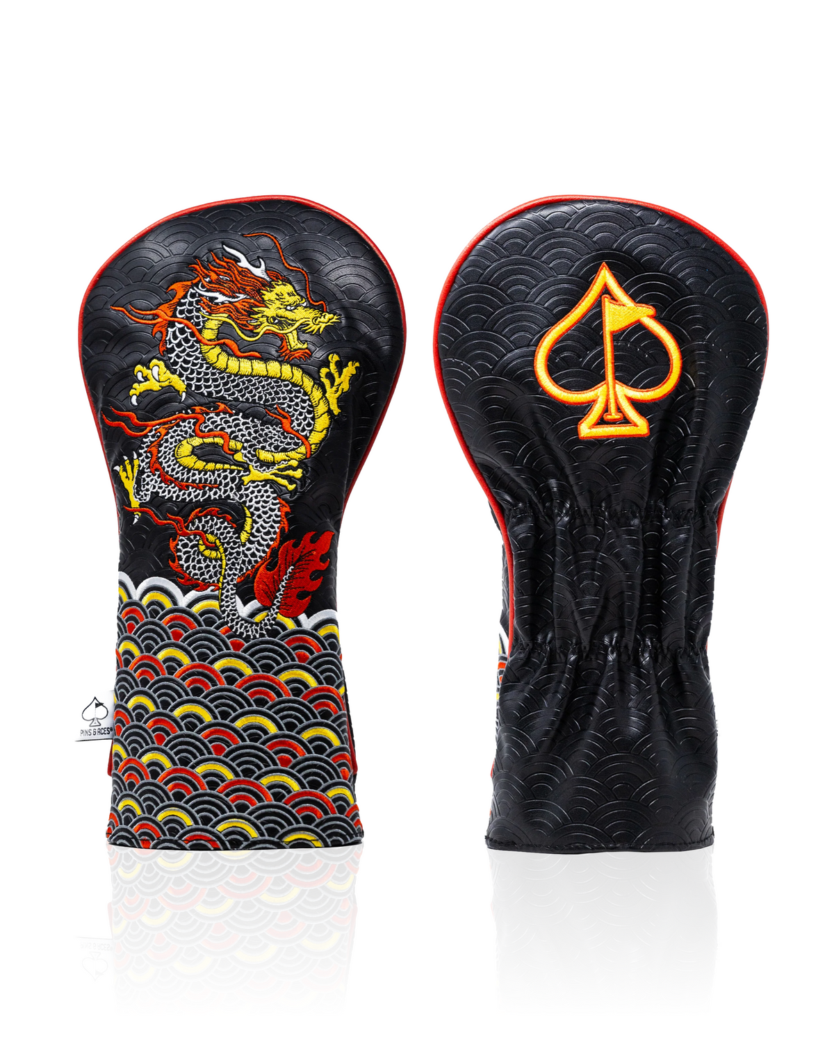 Bold dragon-themed driver cover featuring intricate embroidery and vibrant colors, perfect for golfers who want to stand out.