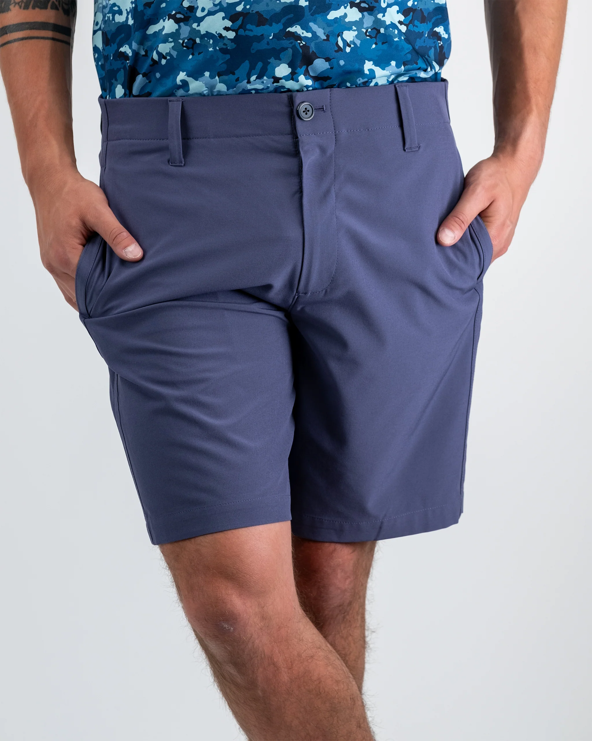 Performance shorts in dusk color featuring a lightweight, breathable fabric and a sleek design, ideal for athletic activities.