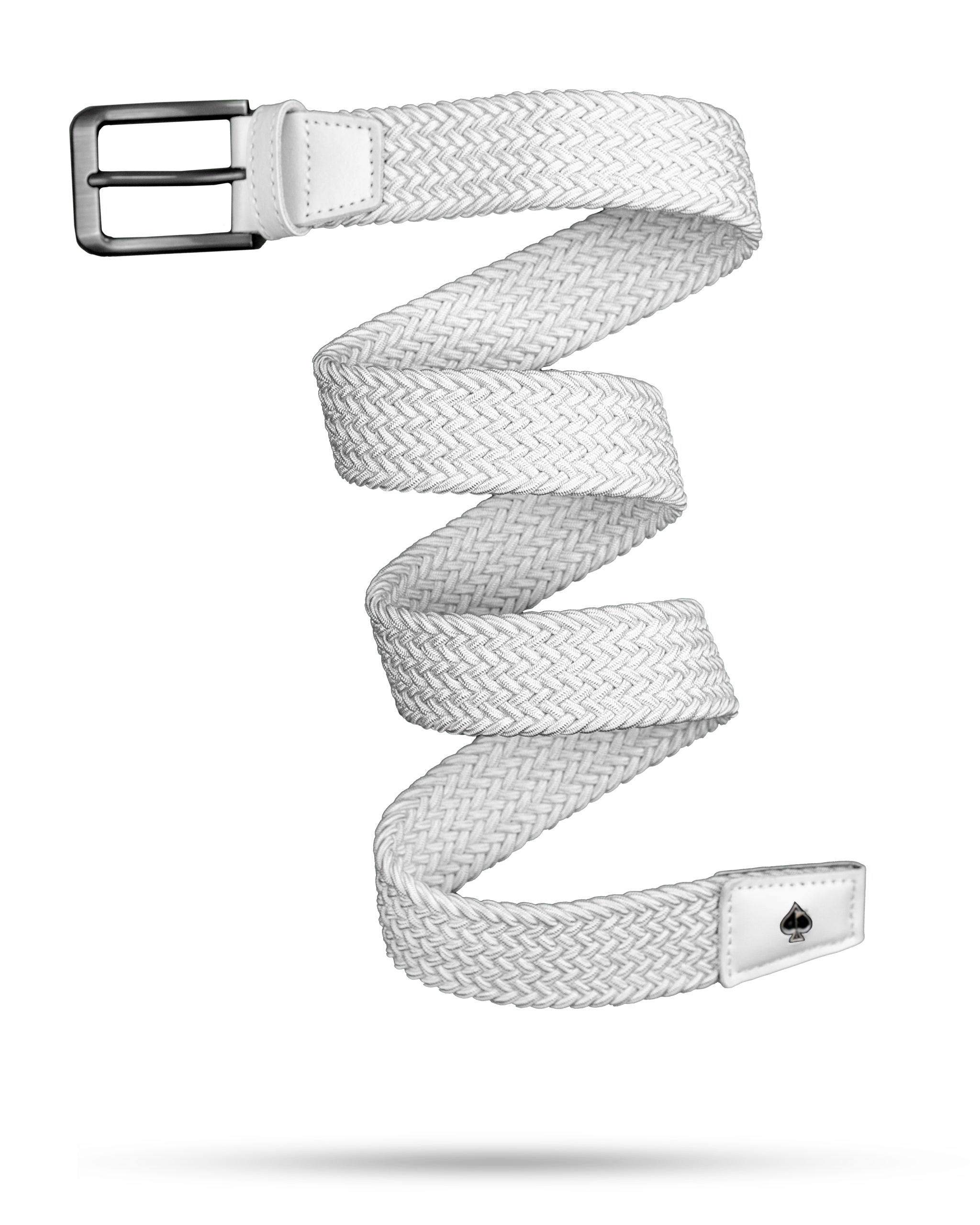 White Pins Belt with adjustable buckle and sleek design on a light background.