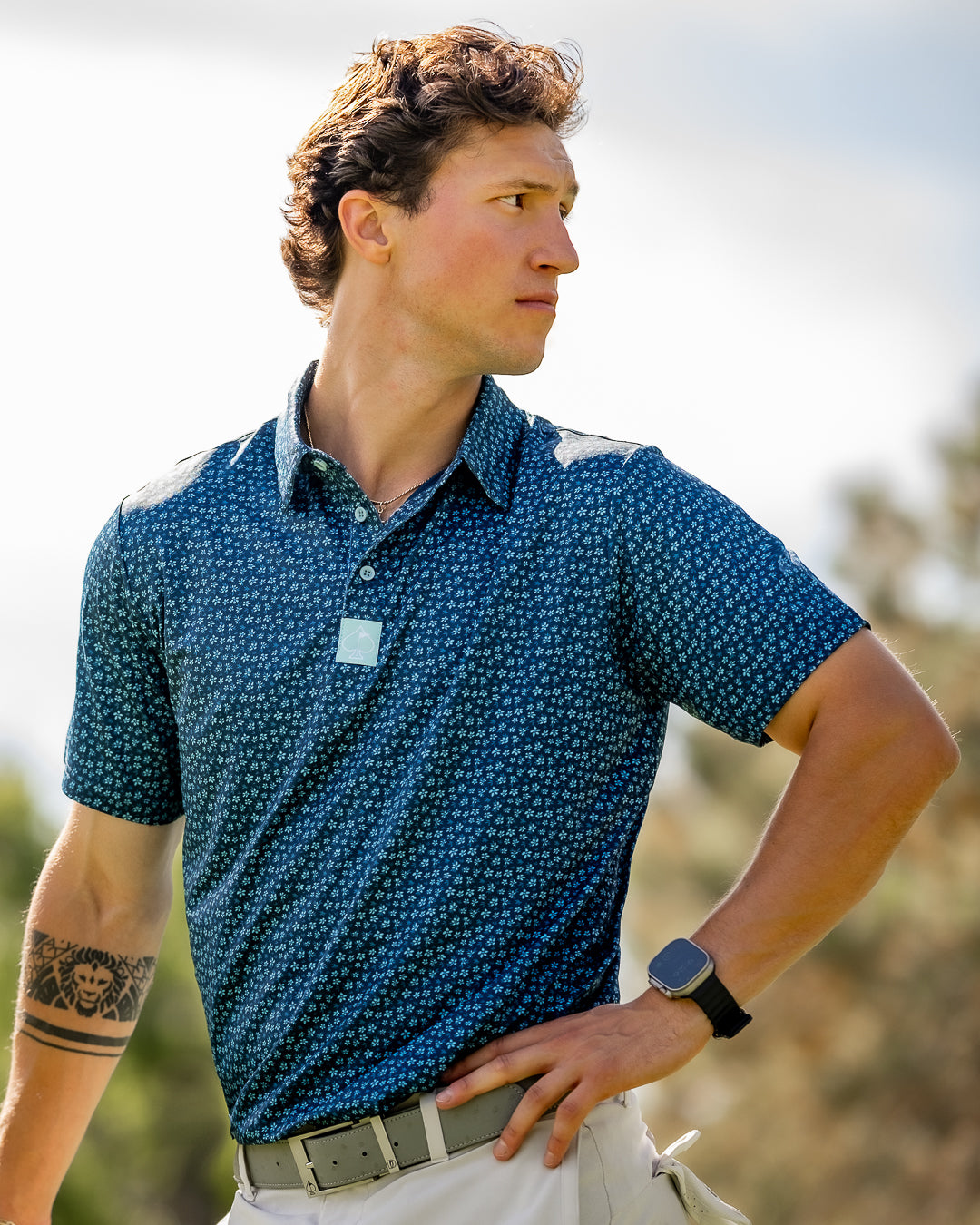 Micro floral fabric in shades of blue featuring delicate floral patterns.