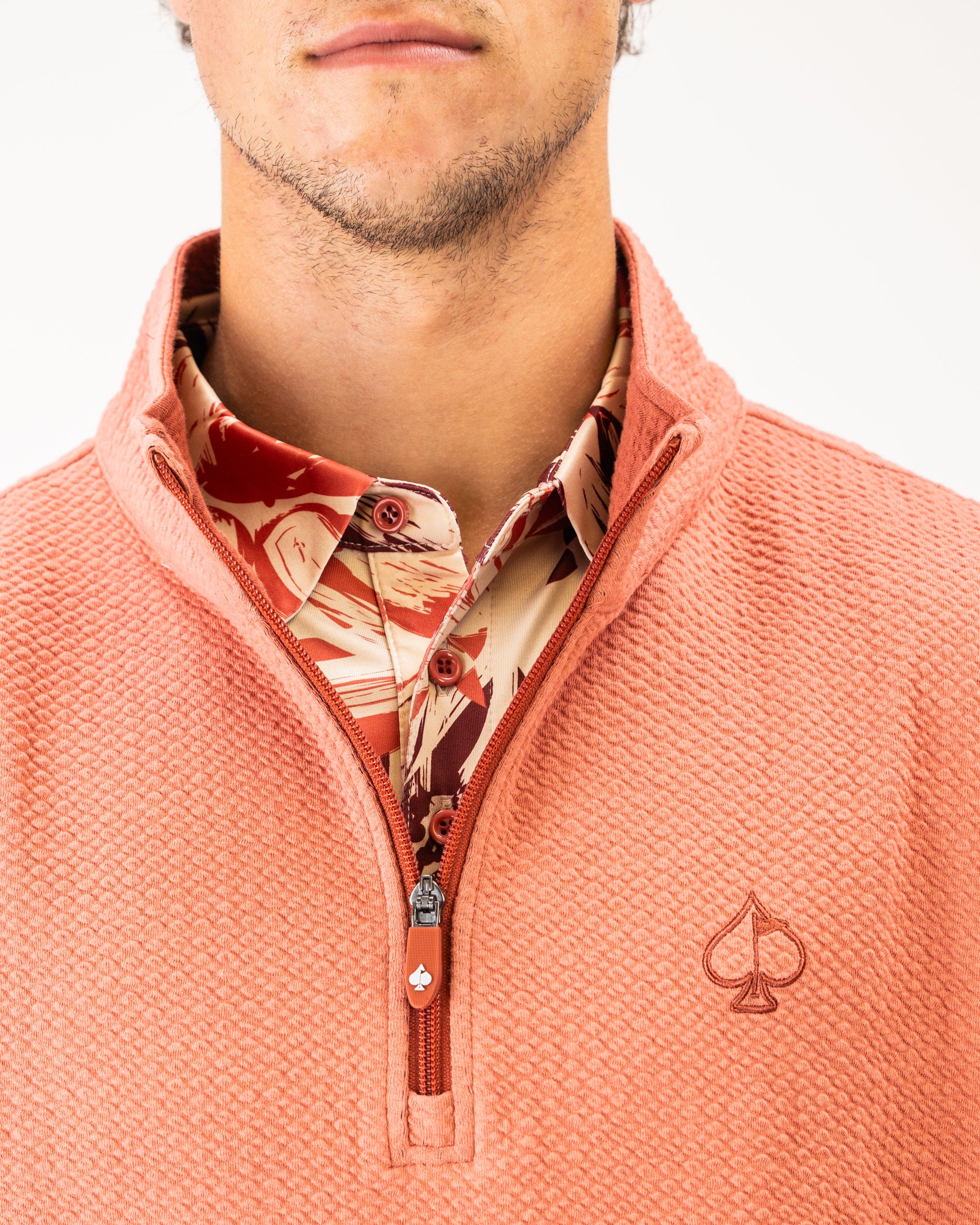 Player Preferred™ Waffle Knit Pullover in Terracotta color, showcasing a cozy design with textured knit fabric and relaxed fit, perfect for fall layering.