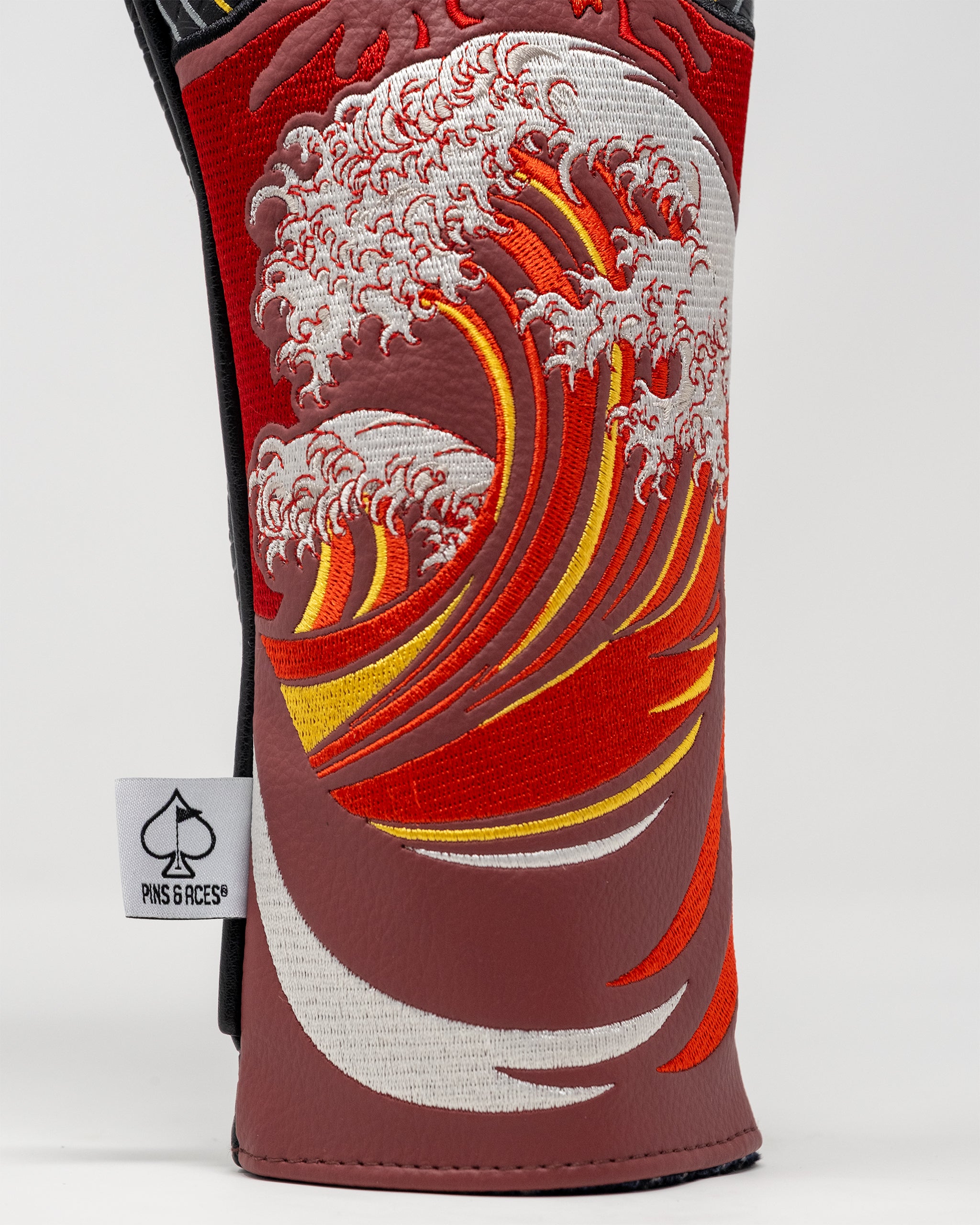 Fire & Fury Fairway Cover featuring a vibrant flame and wave design, designed to protect golf clubs with style.