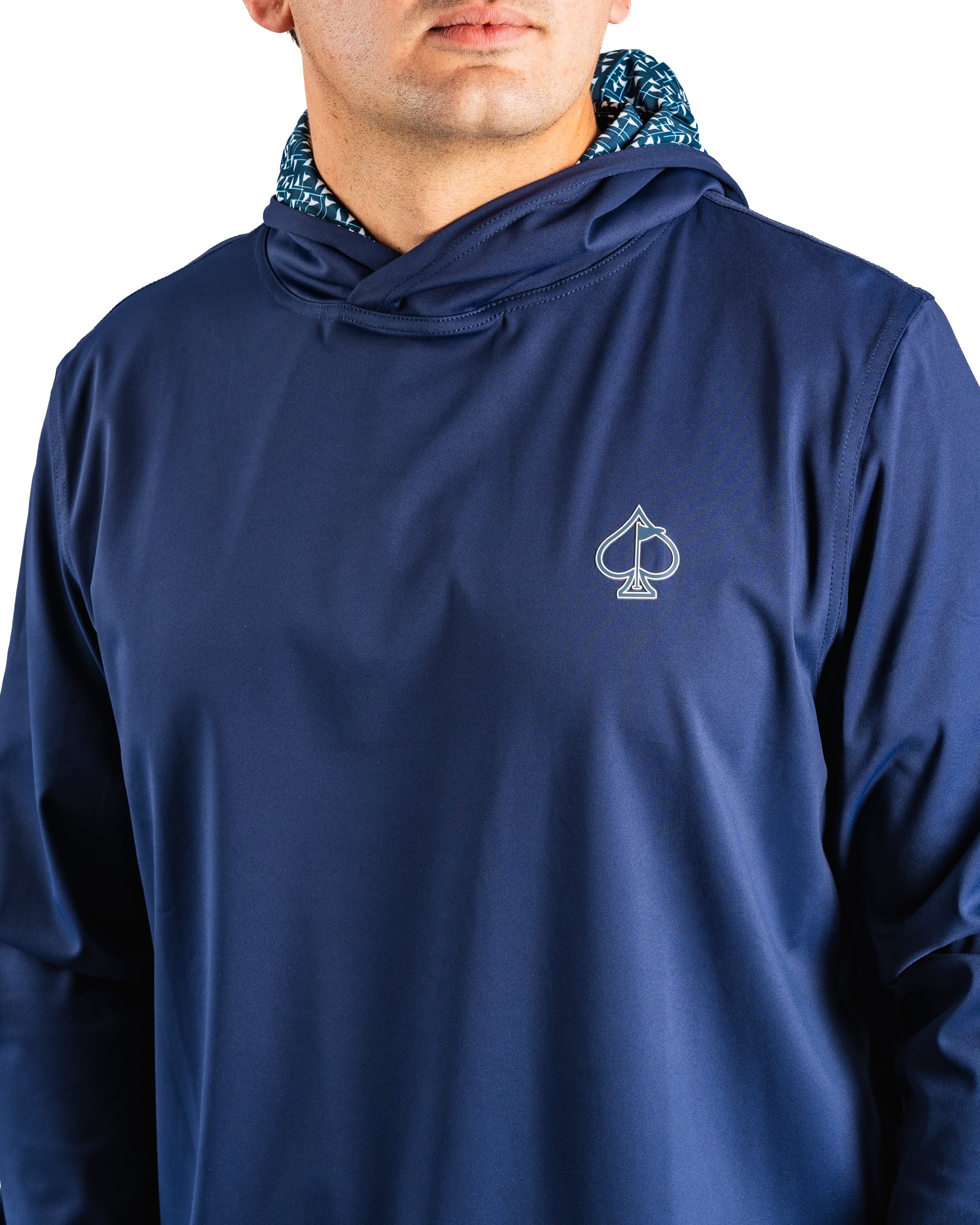 Performance Golf Hoodie - Flag Stick Navy and White