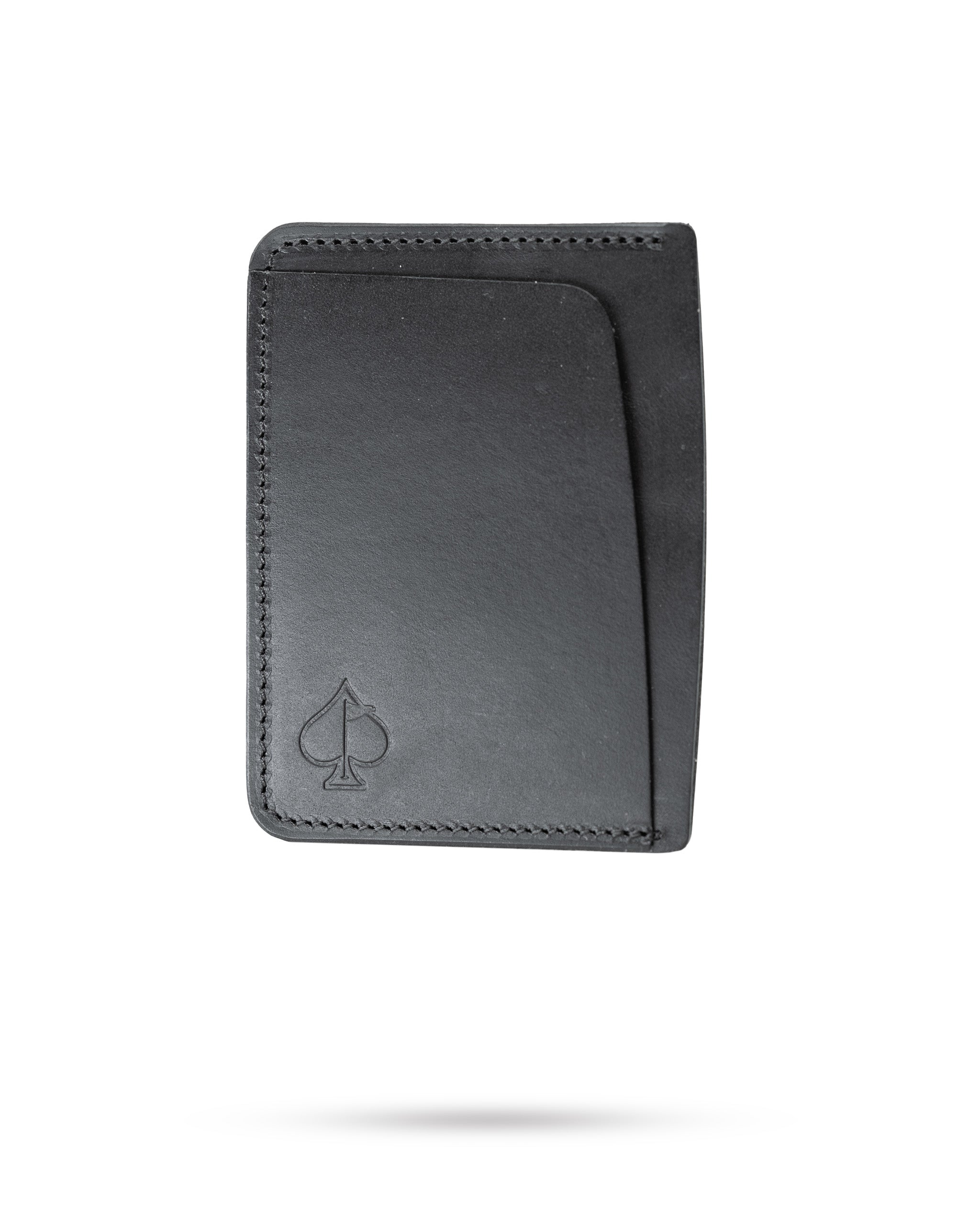 Frank Wallet in smooth Italian black leather, showcasing a minimalist design with multiple card slots and a sleek silhouette.