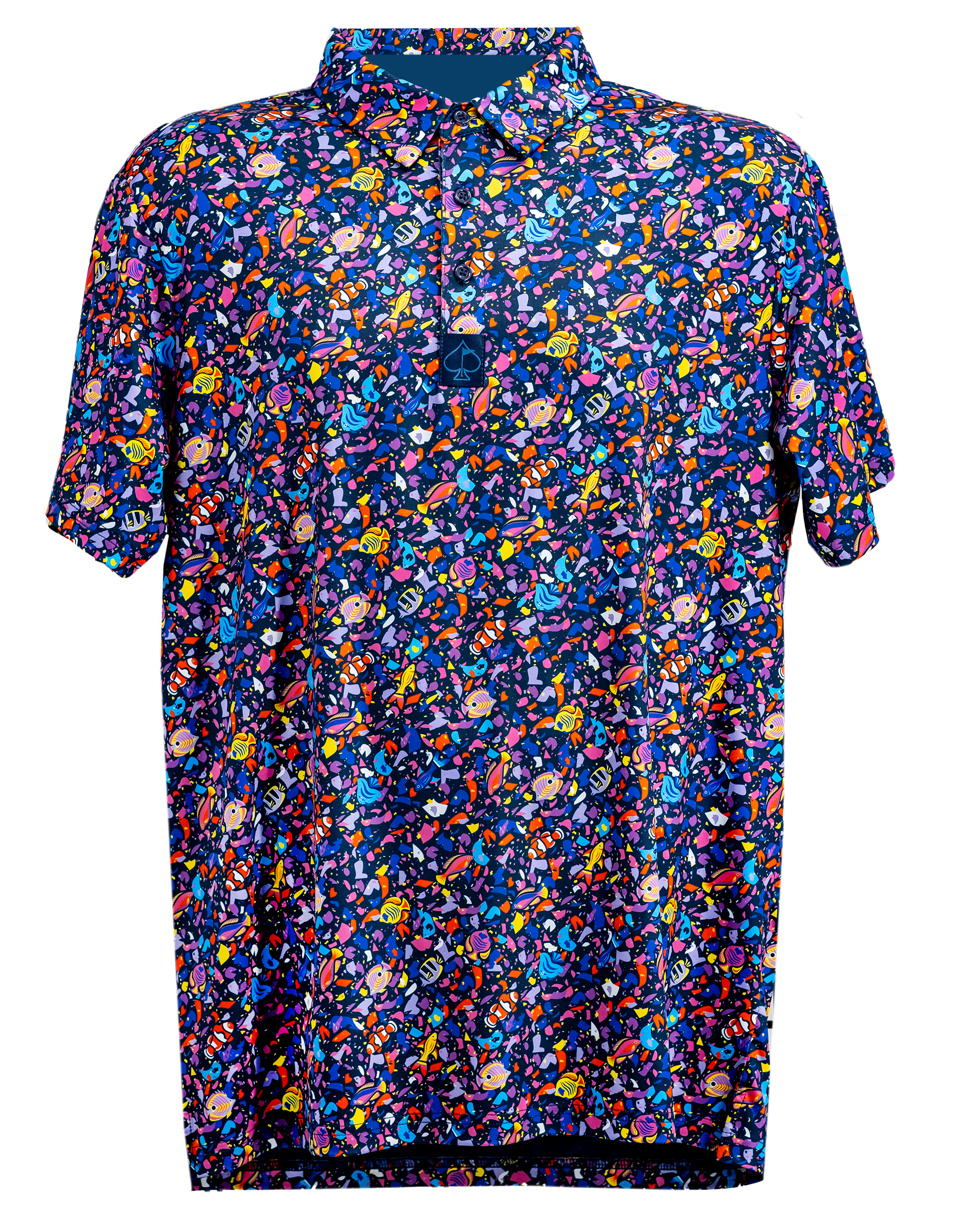 Alt text: Tropical Shatter cannabis concentrate in a vibrant, colorful crystal form set against a white background.