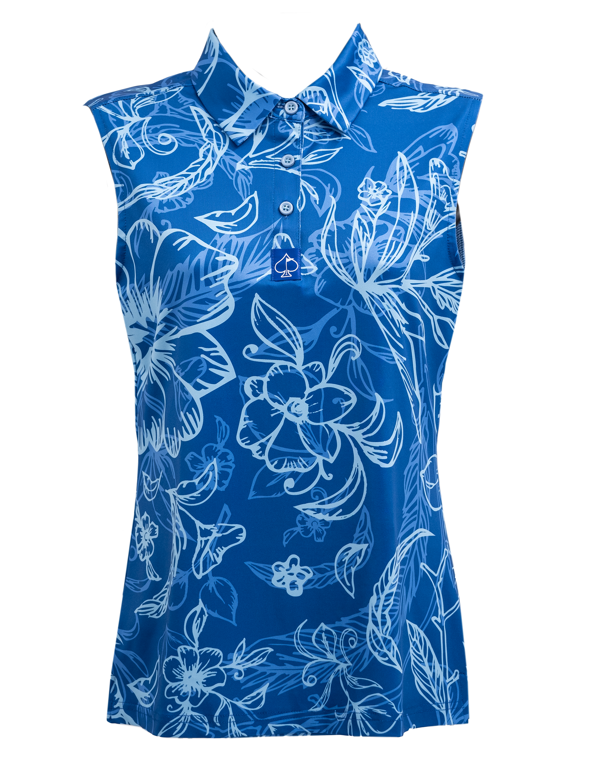 Women's Cabo Ocean polo shirt in a vibrant blue color, featuring a classic collar and short sleeves.
