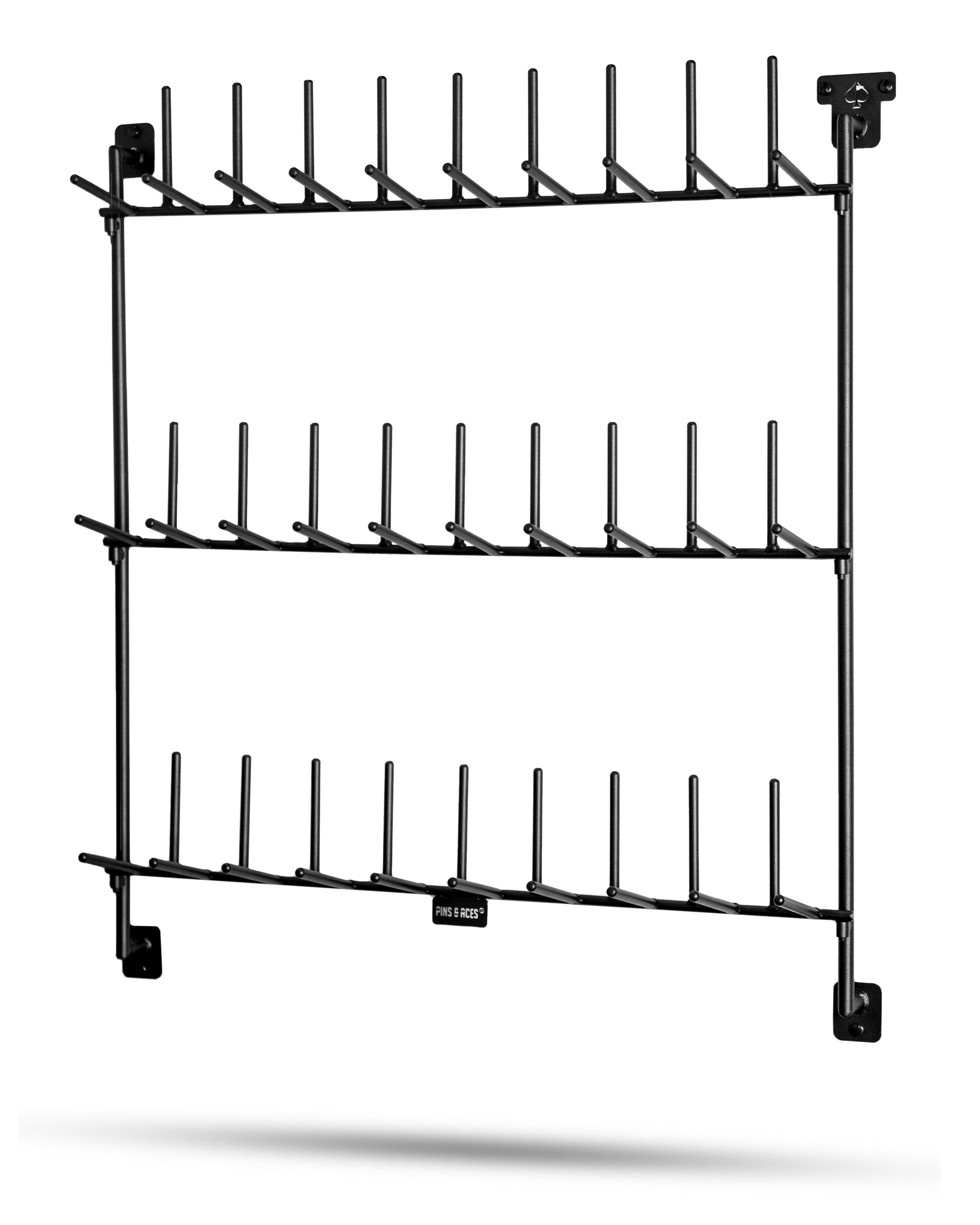 Headcover Rack displaying a sleek design for organized storage of golf headcovers, featuring multiple slots and a modern finish.