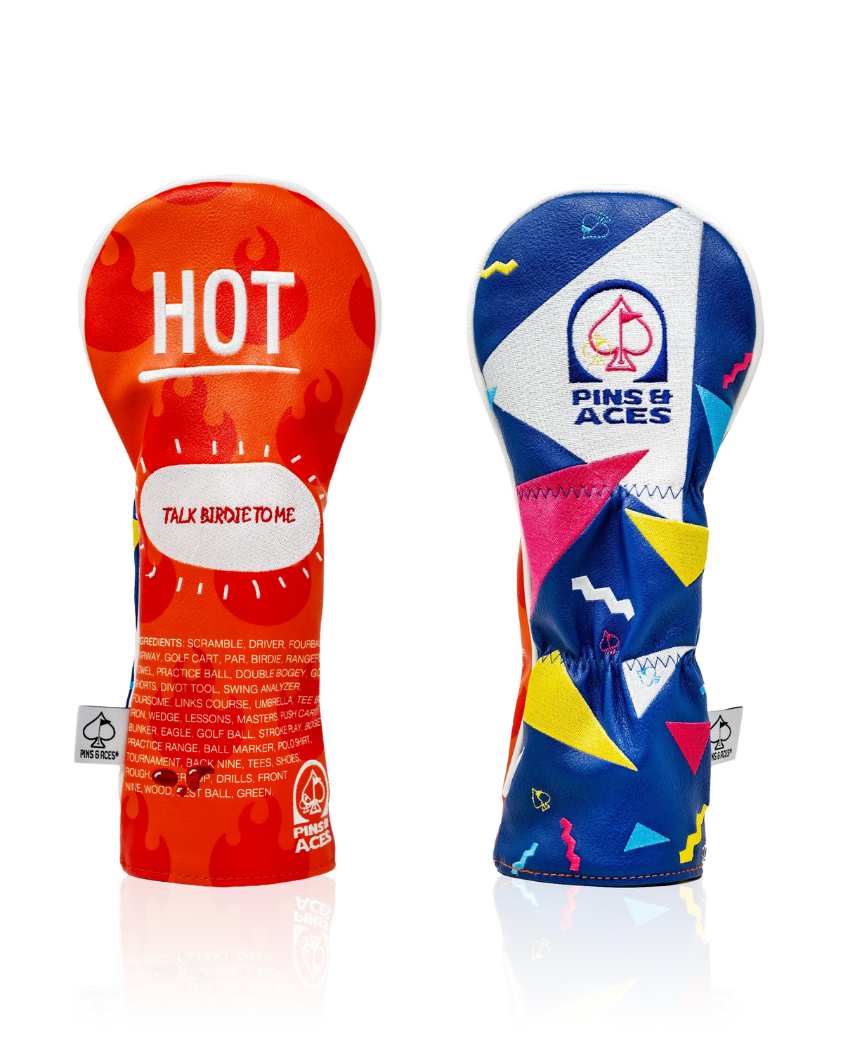 Bold golf headcover featuring a vibrant hot sauce design with playful graphics, perfect for golfers looking to stand out.