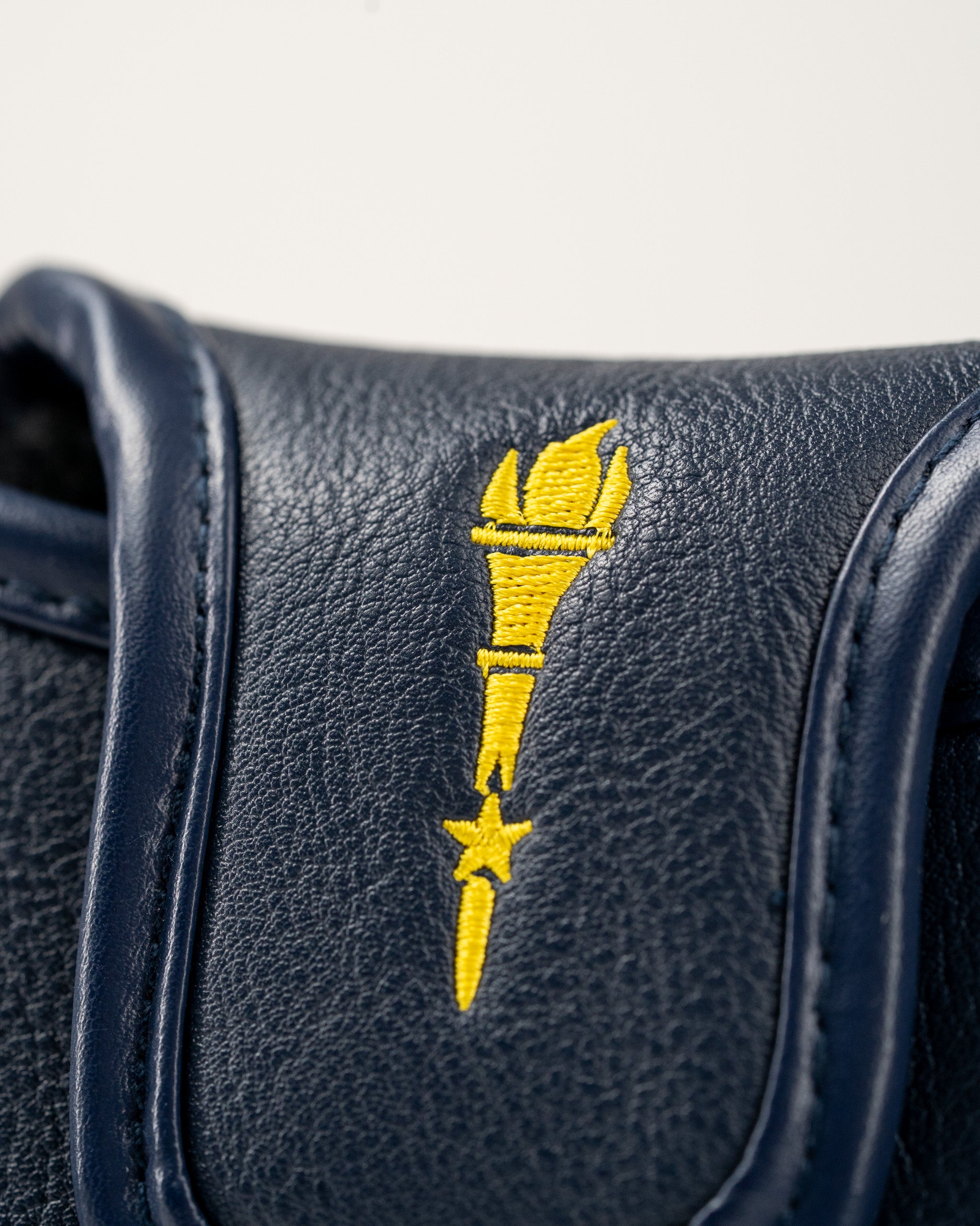 Indiana State Flag mallet putter cover featuring a gold torch and star design on a navy background. Perfect for golfers.