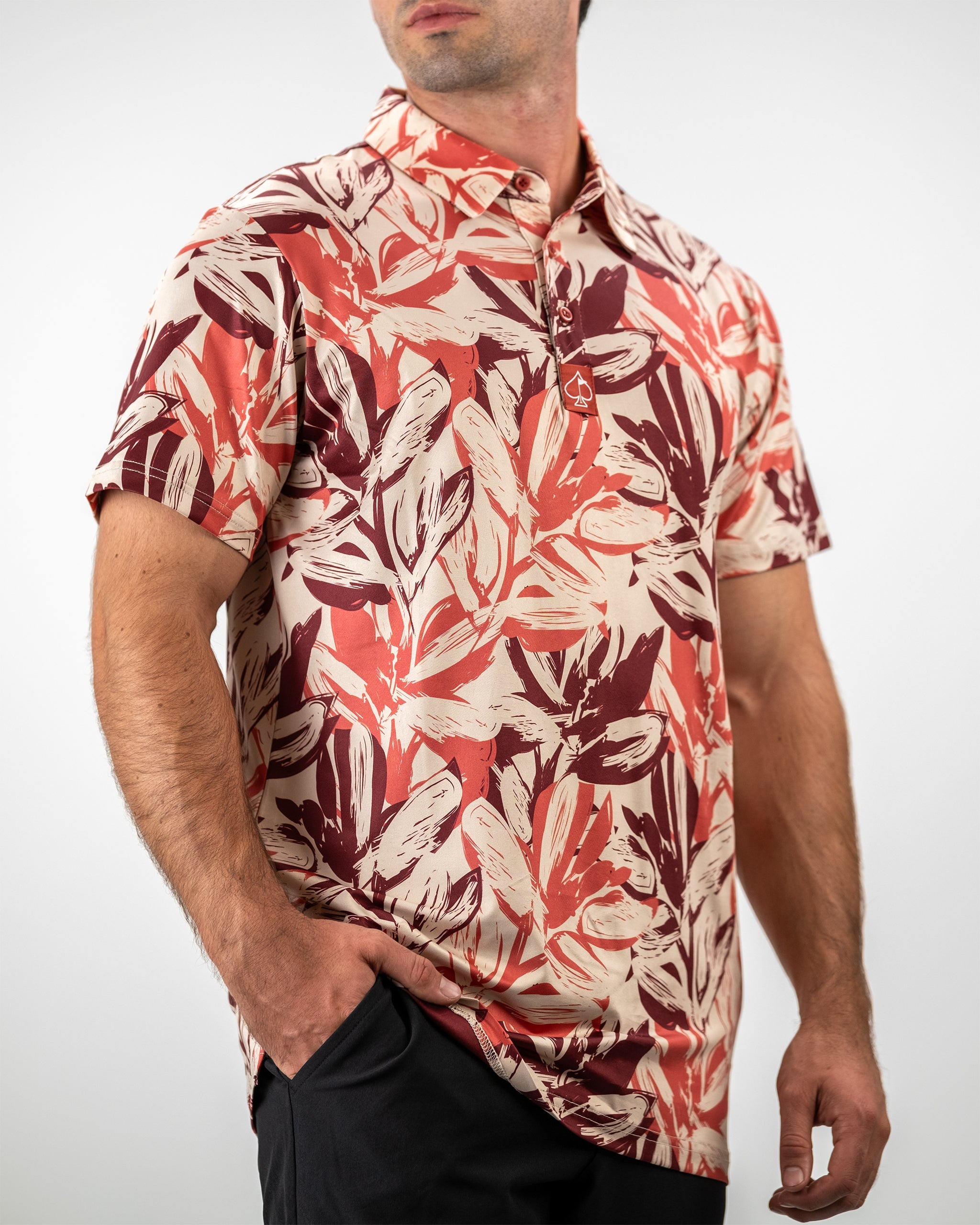 Brushed Floral patterned fabric in micro purple and micro blue hues, showcased on a model for Fall 2024 collection.