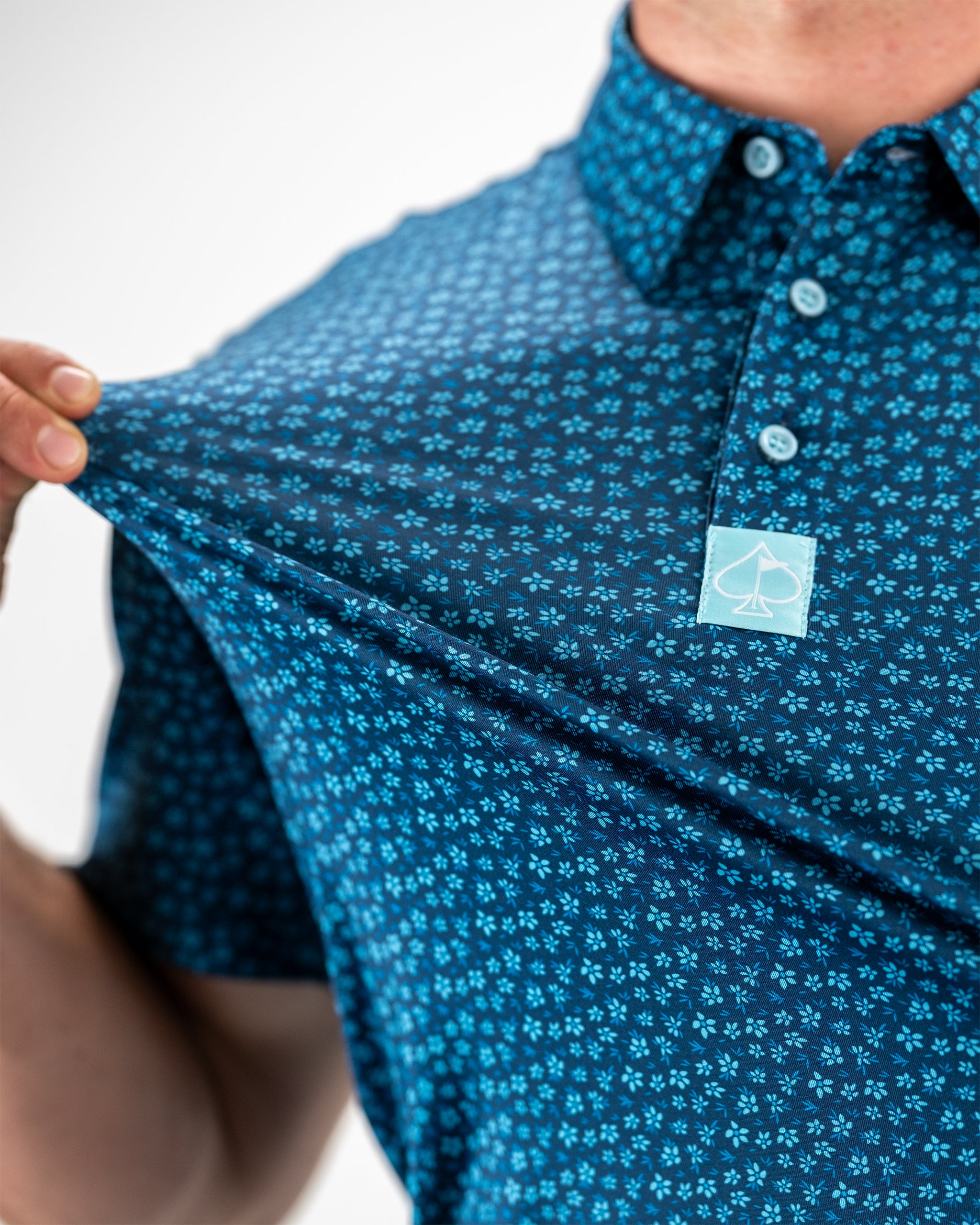 Micro Floral fabric in blue featuring small floral patterns, ideal for autumn-themed fashion and decor.