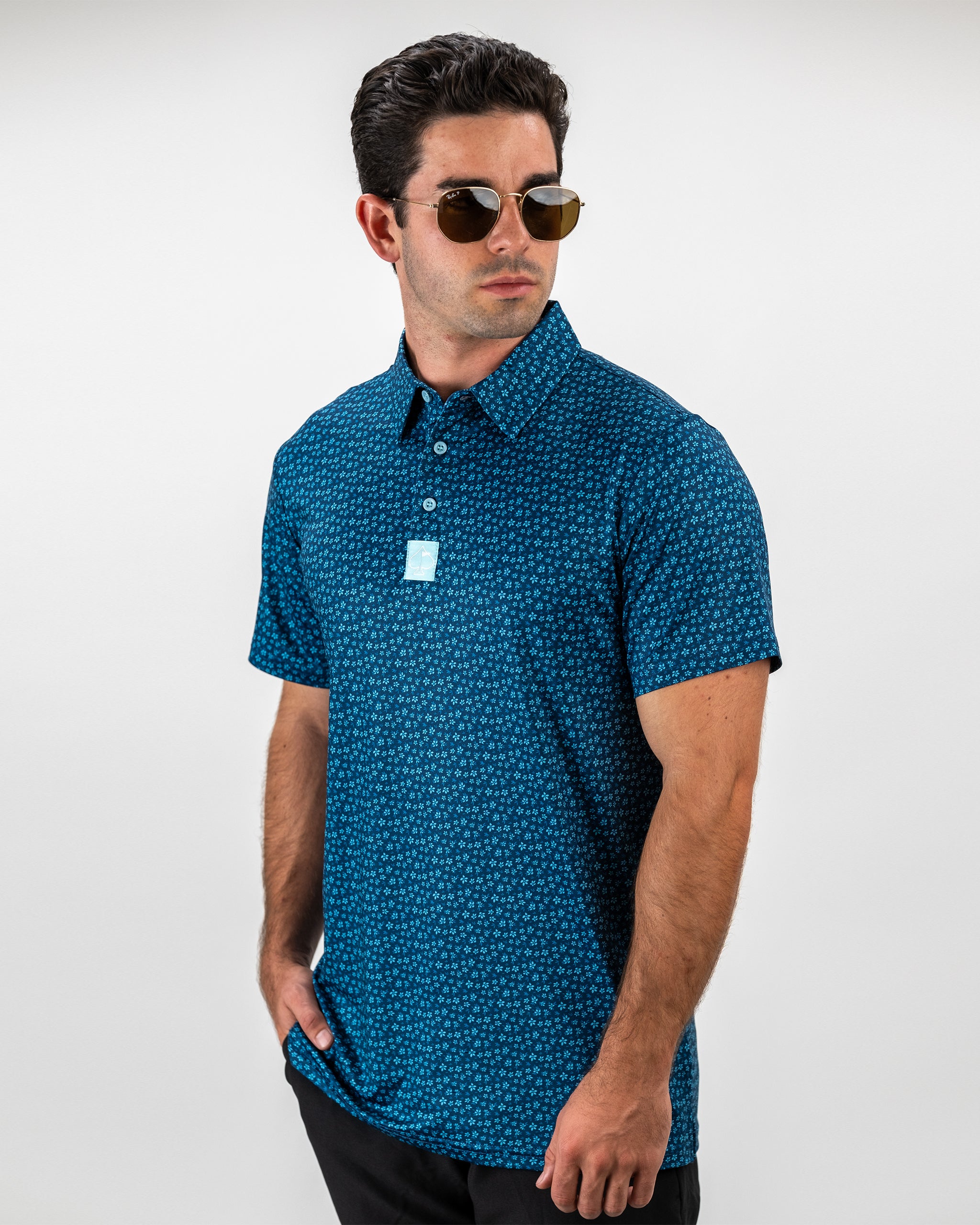 Micro Floral fabric in blue with intricate floral patterns, ideal for sewing and crafting projects.