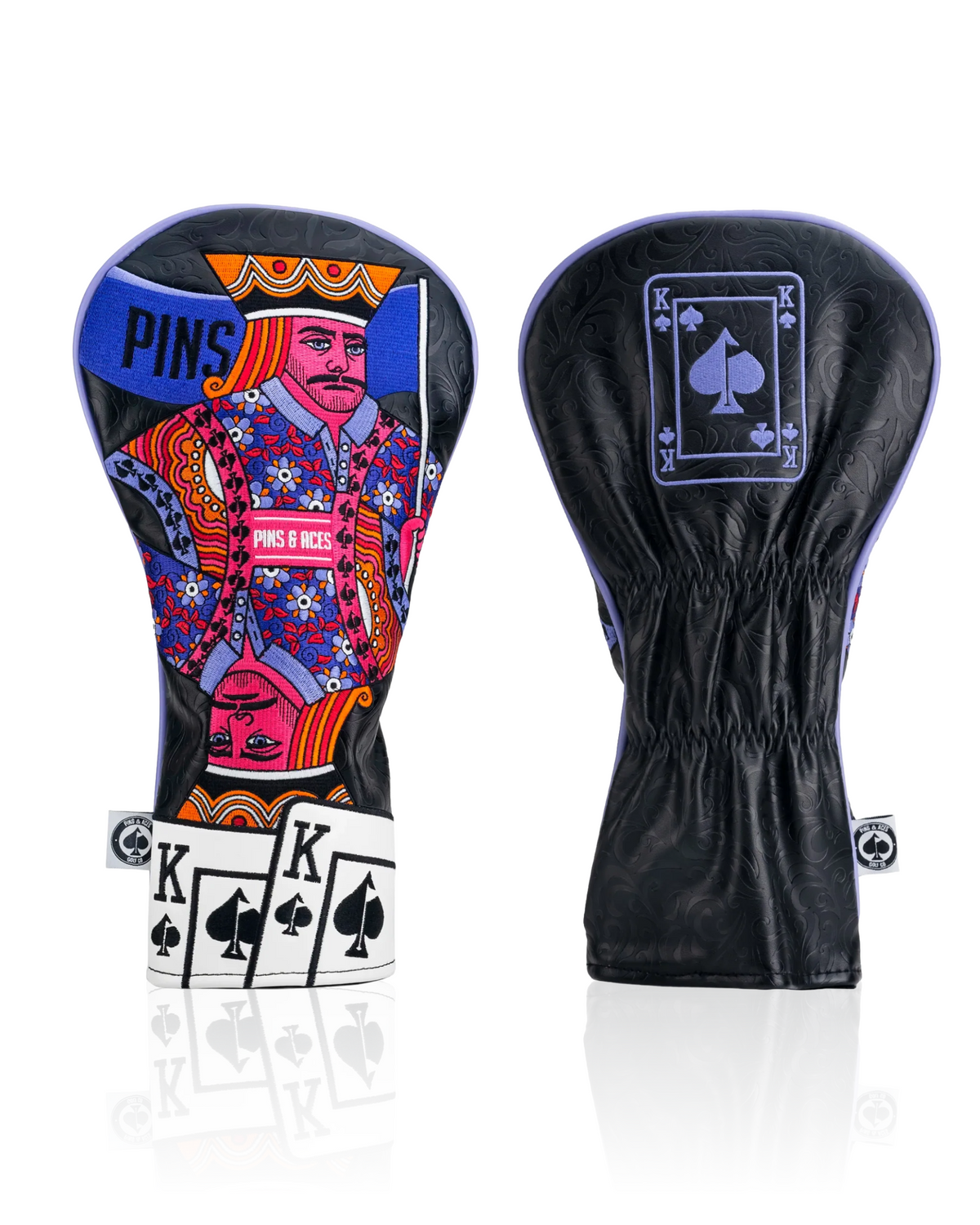 Bold King of Spades driver cover featuring vibrant artwork and a sleek black design, perfect for stylish golfers.