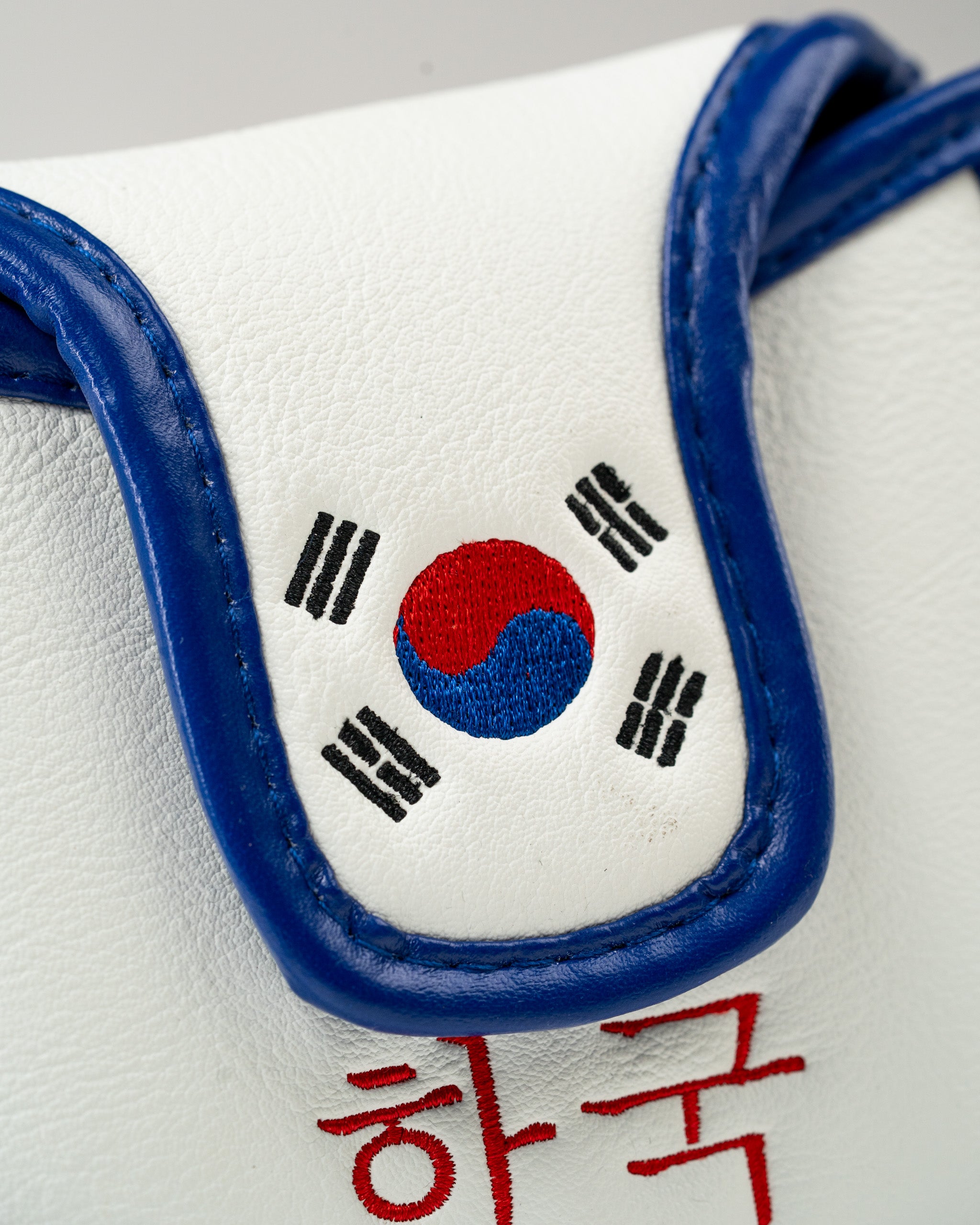 South Korea mallet putter cover featuring the national flag and vibrant blue trim for a stylish golf accessory.