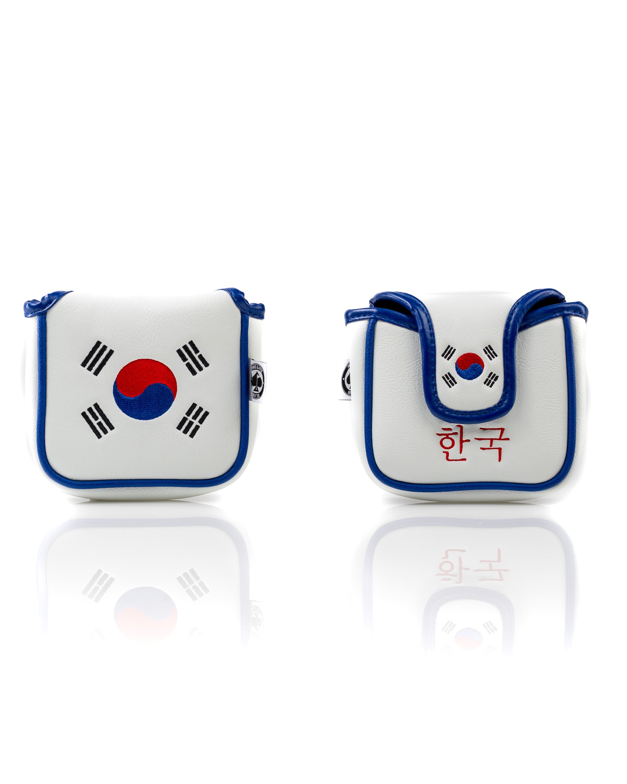 South Korea mallet putter cover featuring the national flag and Korean text, designed for stylish golf protection.